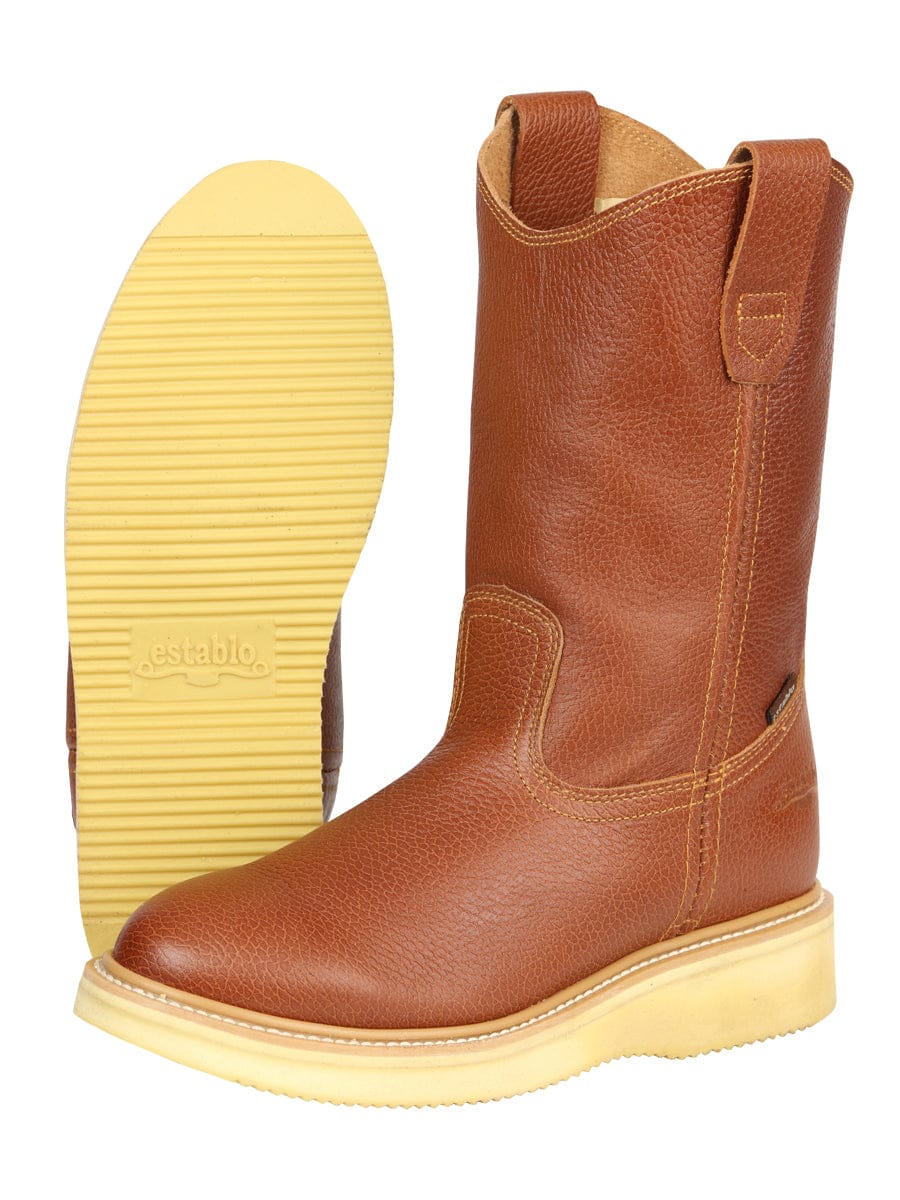 El General Western Wear CABALLERO Establo Men’s Work Boot Grizzly - Honey Oak 45598 side & sole view