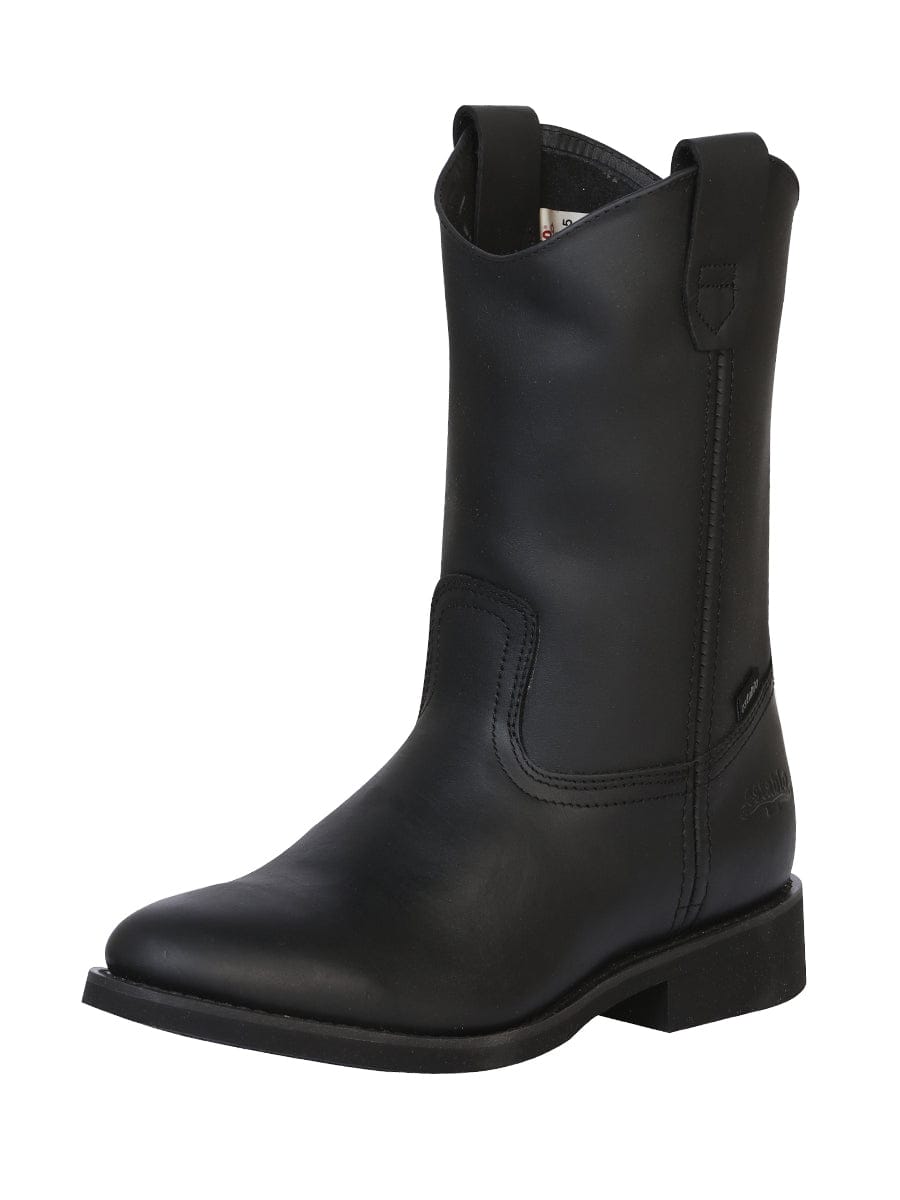 El General Western Wear CABALLERO Establo Men's Work Boot - Leather Grasso -  Black 311 left side view