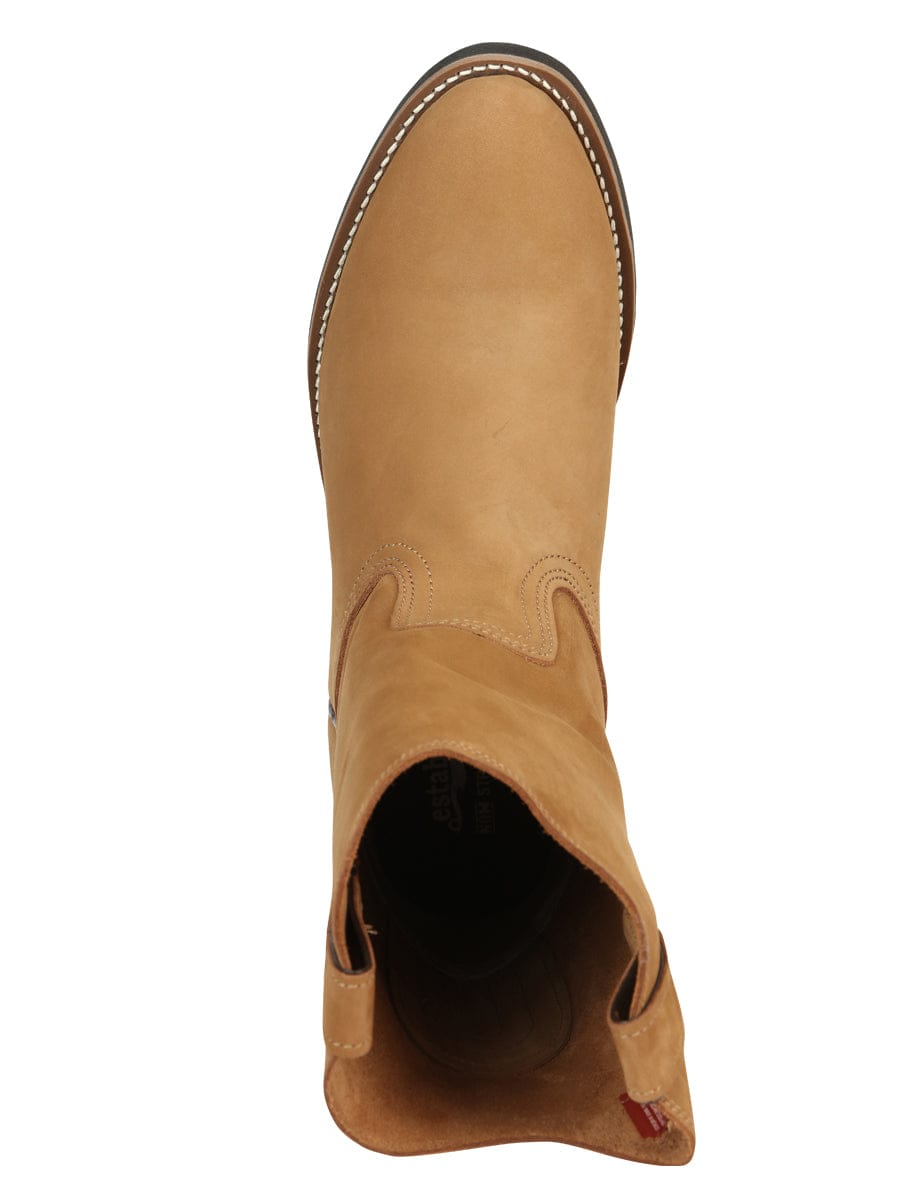 El General Western Wear CABALLERO Establo Men's Work Boot - Leather Nobuck - Cinnamon 303 top view