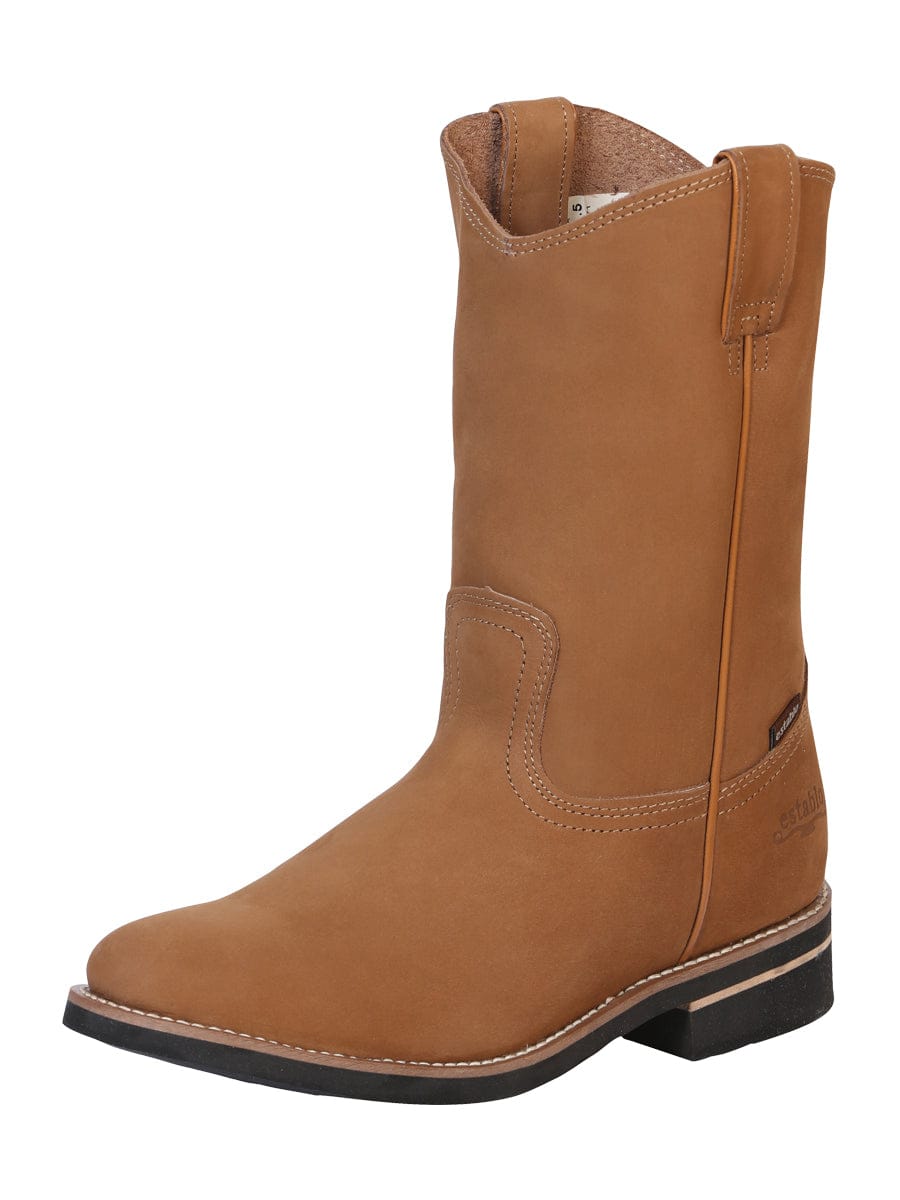 El General Western Wear CABALLERO Establo Men's Work Boot - Leather Nobuck - Cinnamon 303 sid view