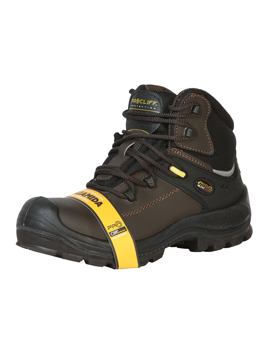 Procliff Protection Lace-Up Work Shoe- Brown 91604 - Side View