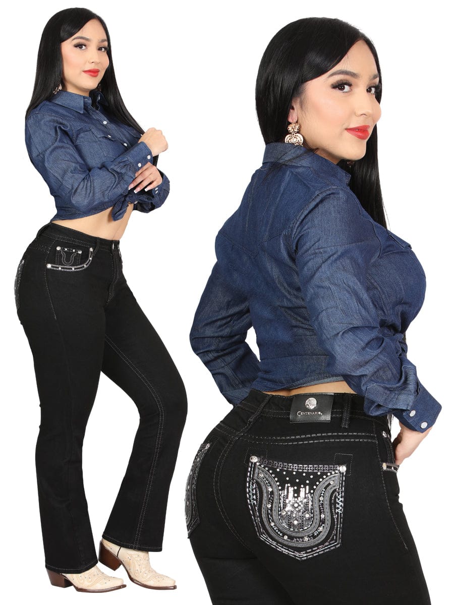 El General Western Wear DAMA Centenario Bootcut Denim Jeans - Black 45028