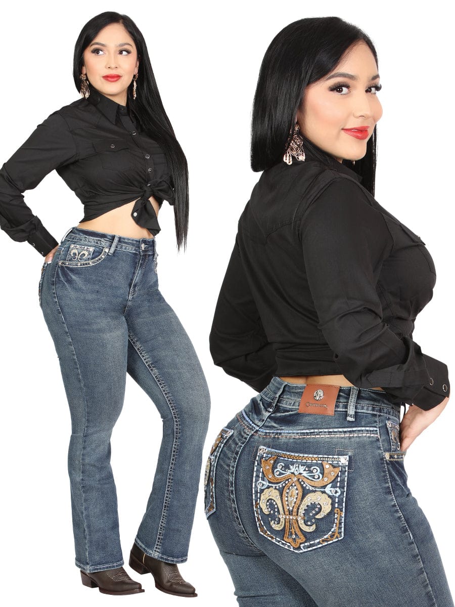 El General Western Wear DAMA Centenario Bootcut Denim Jeans - Dark Blue 45031