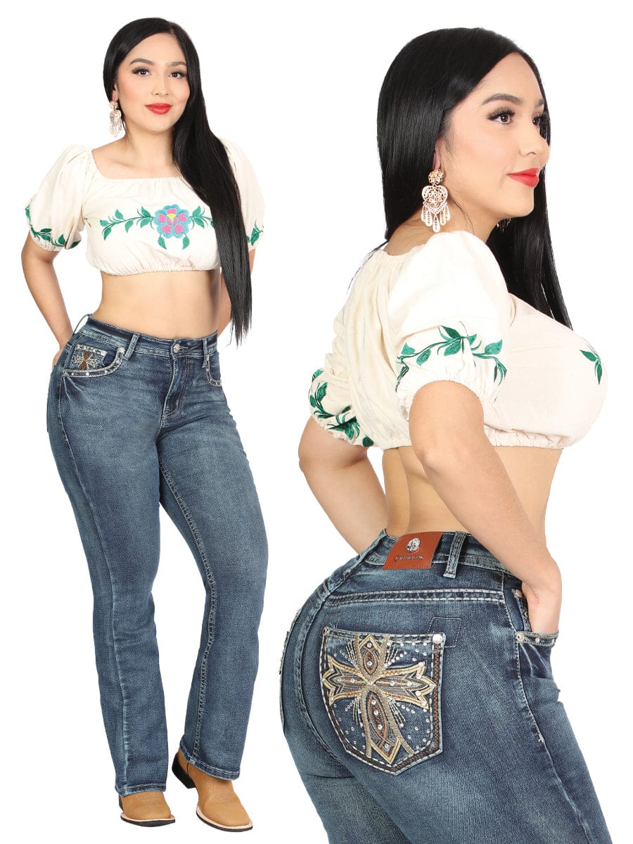 El General Western Wear DAMA Centenario Bootcut Denim Jeans - Dark Blue 45323