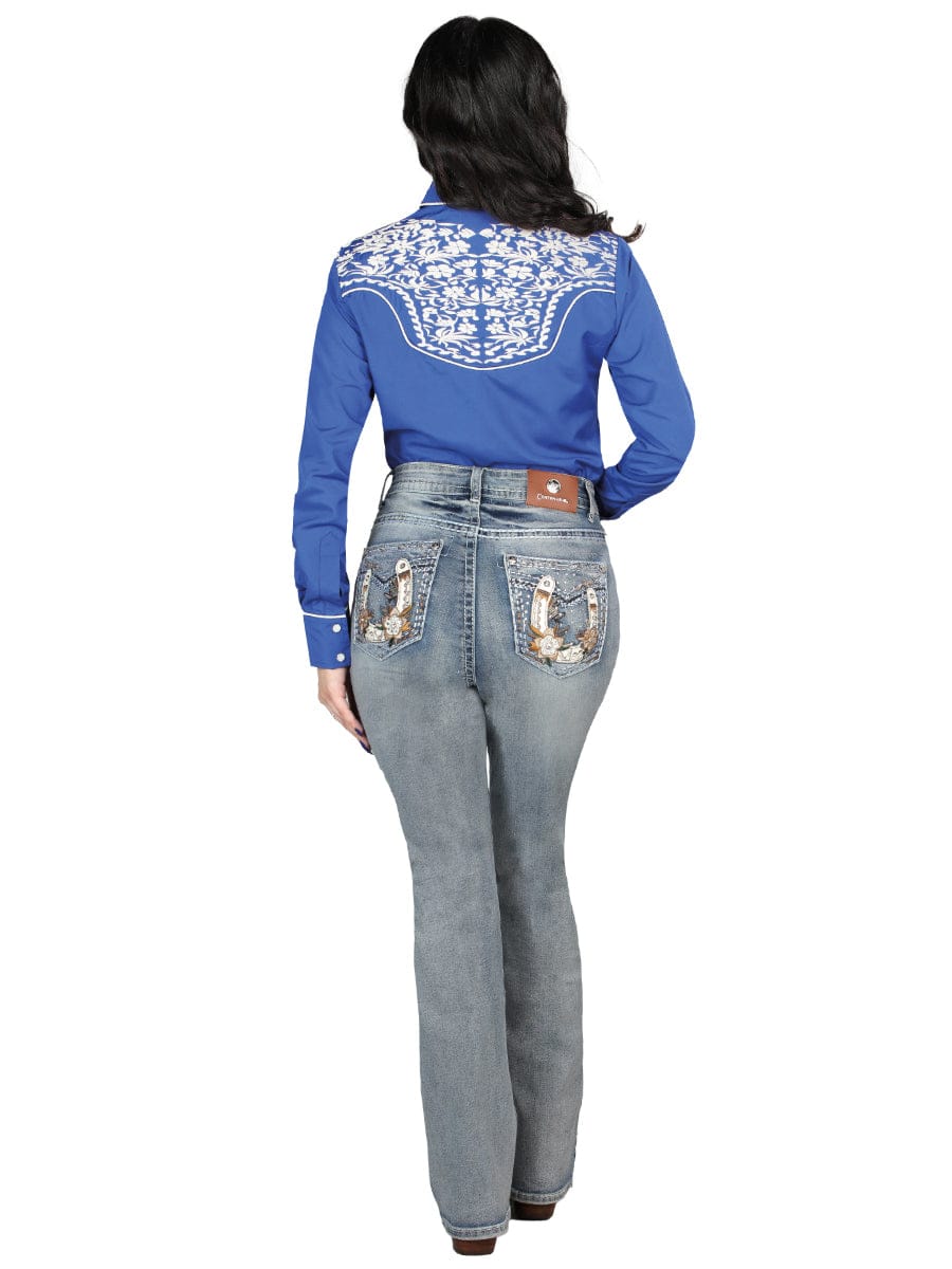 El General Western Wear DAMA Centenario Bootcut Denim Jeans - Light Blue 45027
