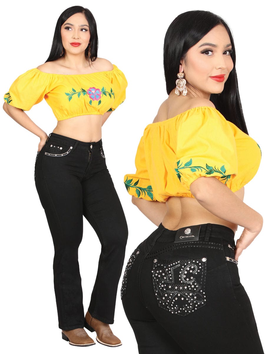 El General Western Wear DAMA Centenario Hip-Up Bootcut Denim Jeans - Black 45320