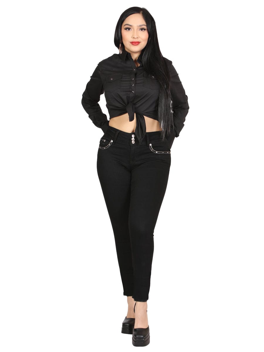 El General Western Wear DAMA Centenario Hip-Up Skinny Denim Jeans - Black 45318