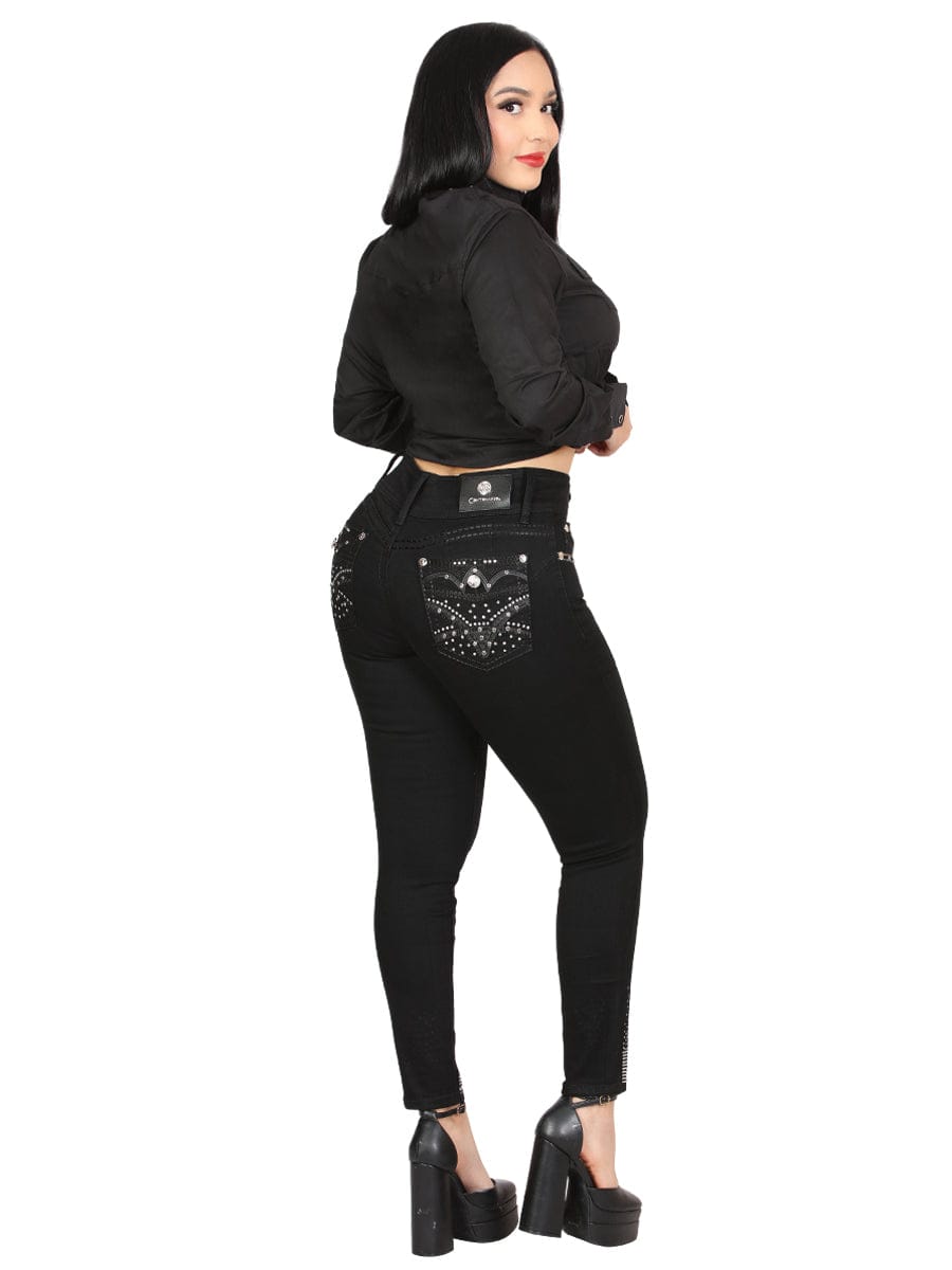 El General Western Wear DAMA Centenario Hip-Up Skinny Denim Jeans - Black 45318