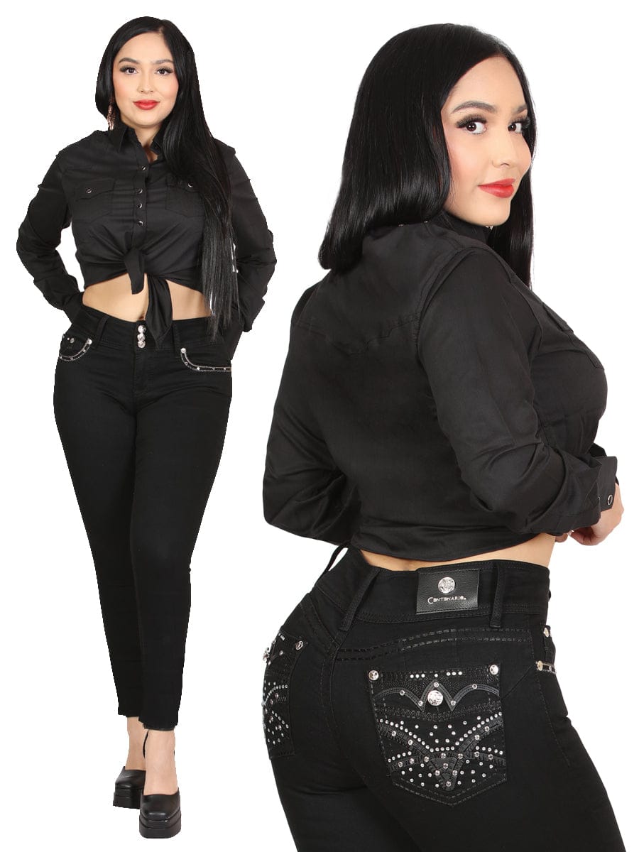 El General Western Wear DAMA Centenario Hip-Up Skinny Denim Jeans - Black 45318