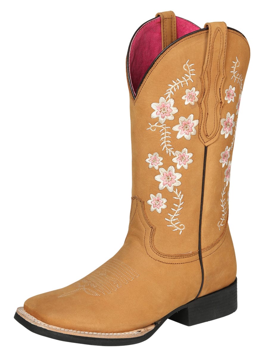 El General Women's Cowboy Boot - Nubuck Peach 44644 - Side View