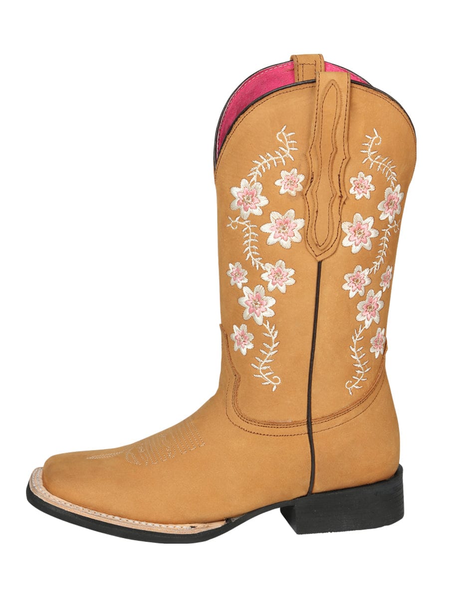 El General Women's Cowboy Boot - Nubuck Peach 44644 - Left Side View