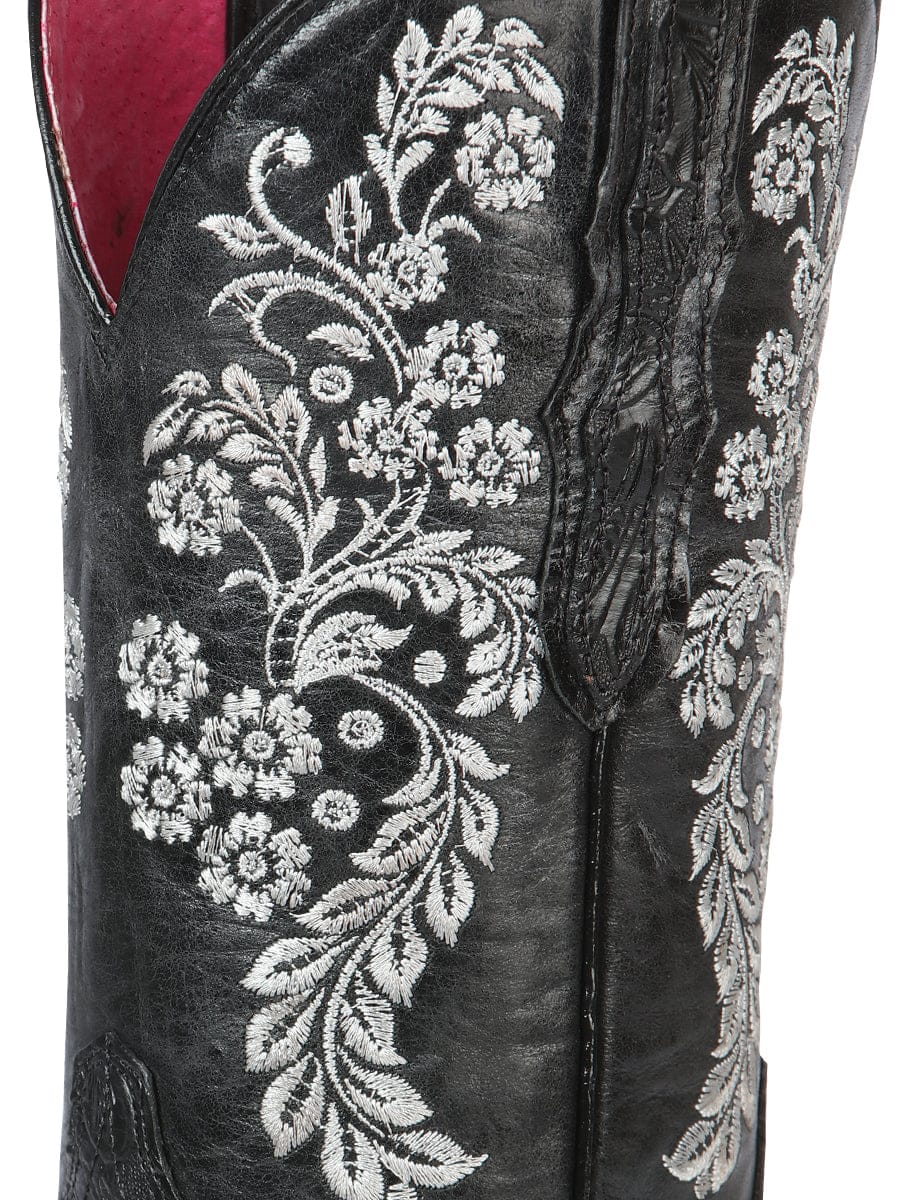 El General Women's Cowboy Boot - Printed Tooling - Black 44636 - Detail