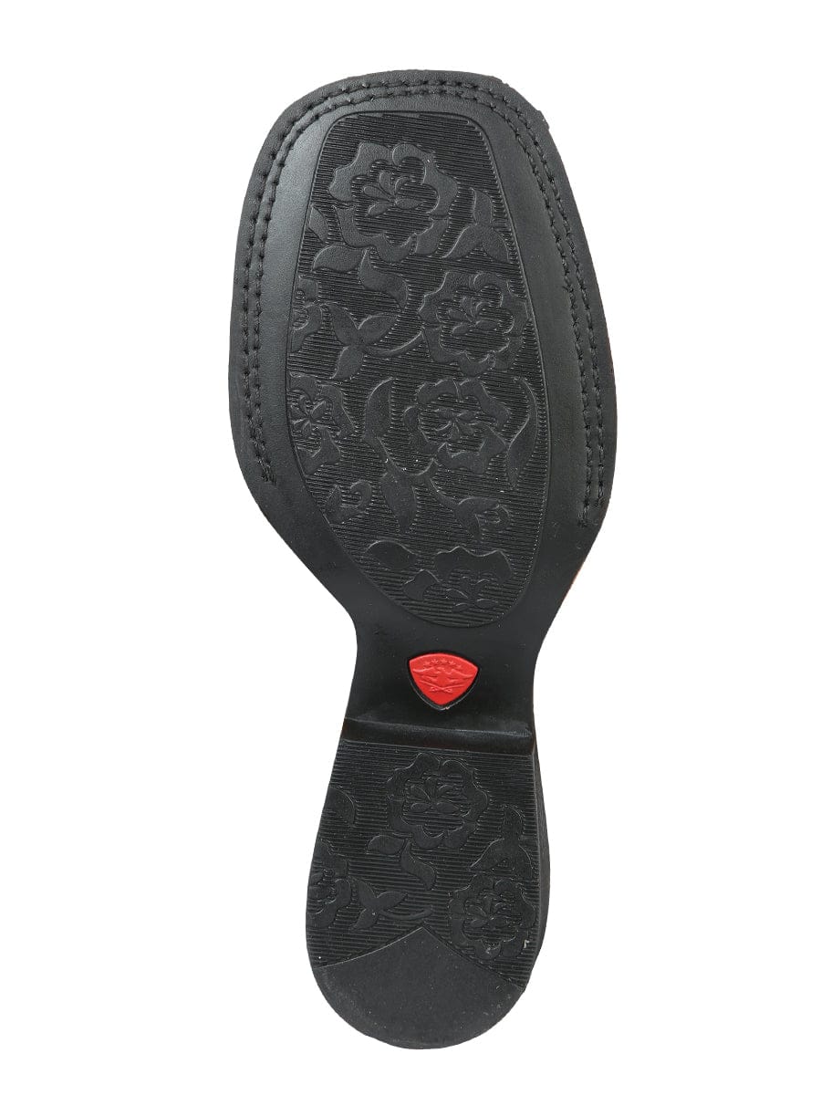 El General Women's Cowboy Boot - Printed Tooling - Black 44636 - Sole View