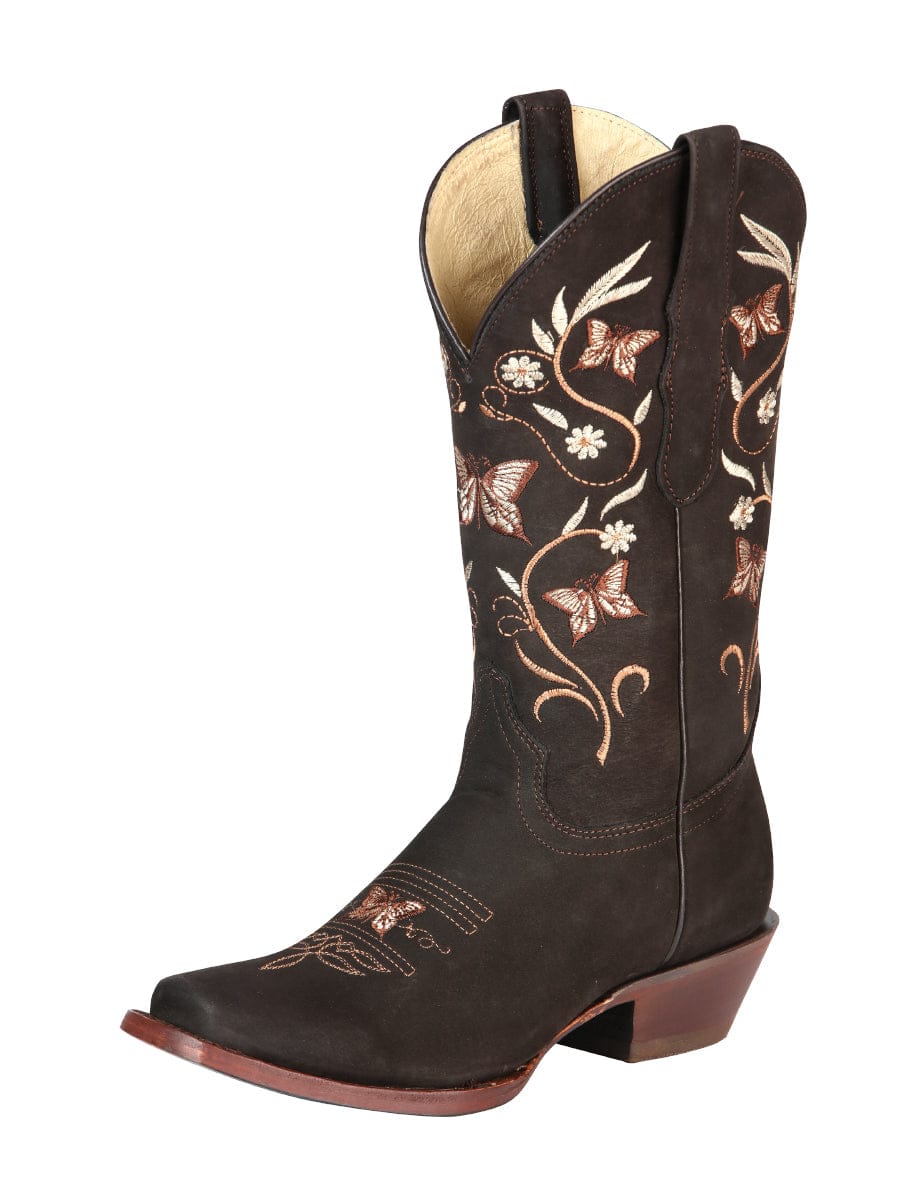 El General Western Wear DAMA El General Women’s Rodeo Boots - Nubuck Leather - Brown 51227 side view