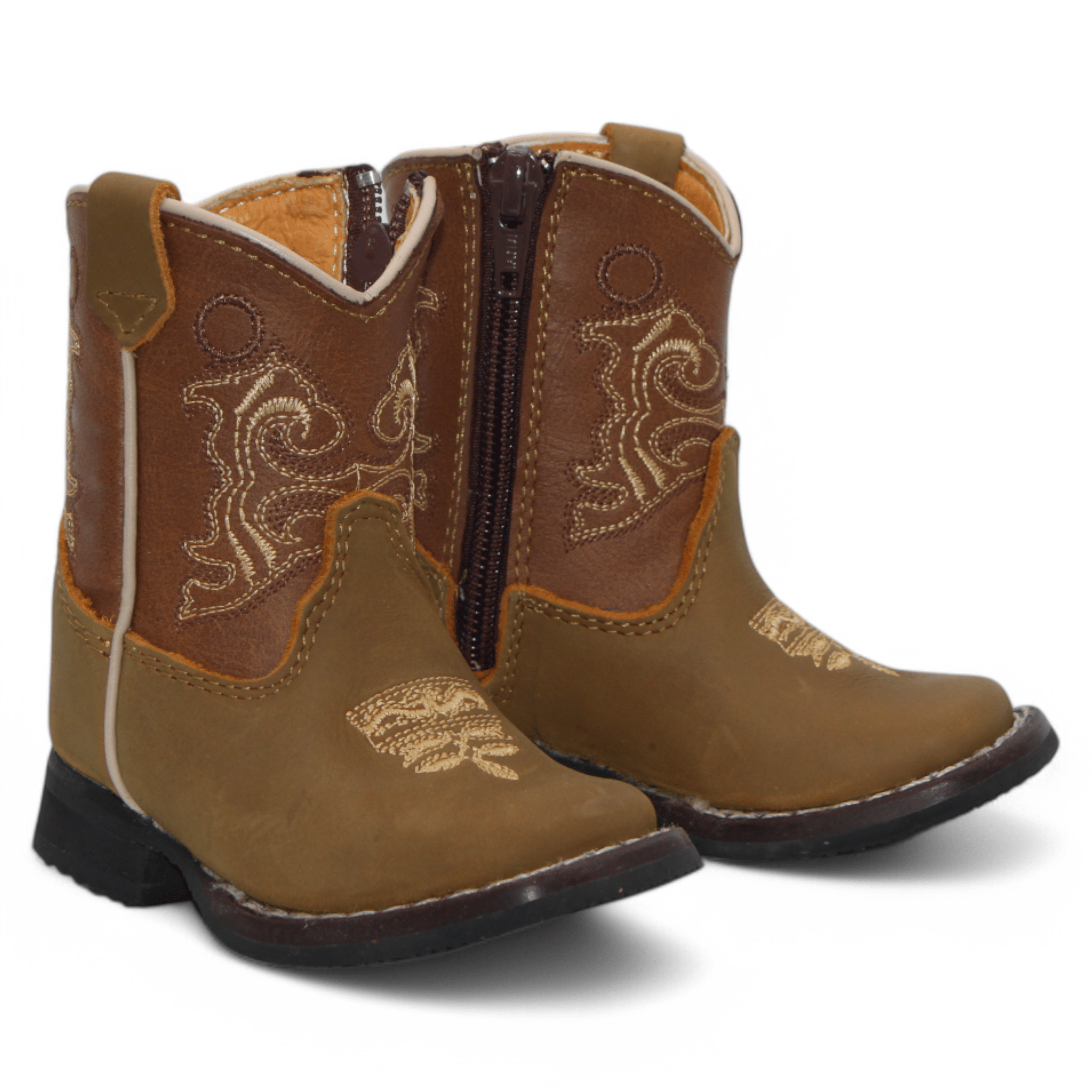 Hooch Boots Boots Baby's Genuine Leather Square Toe Boots - Tan