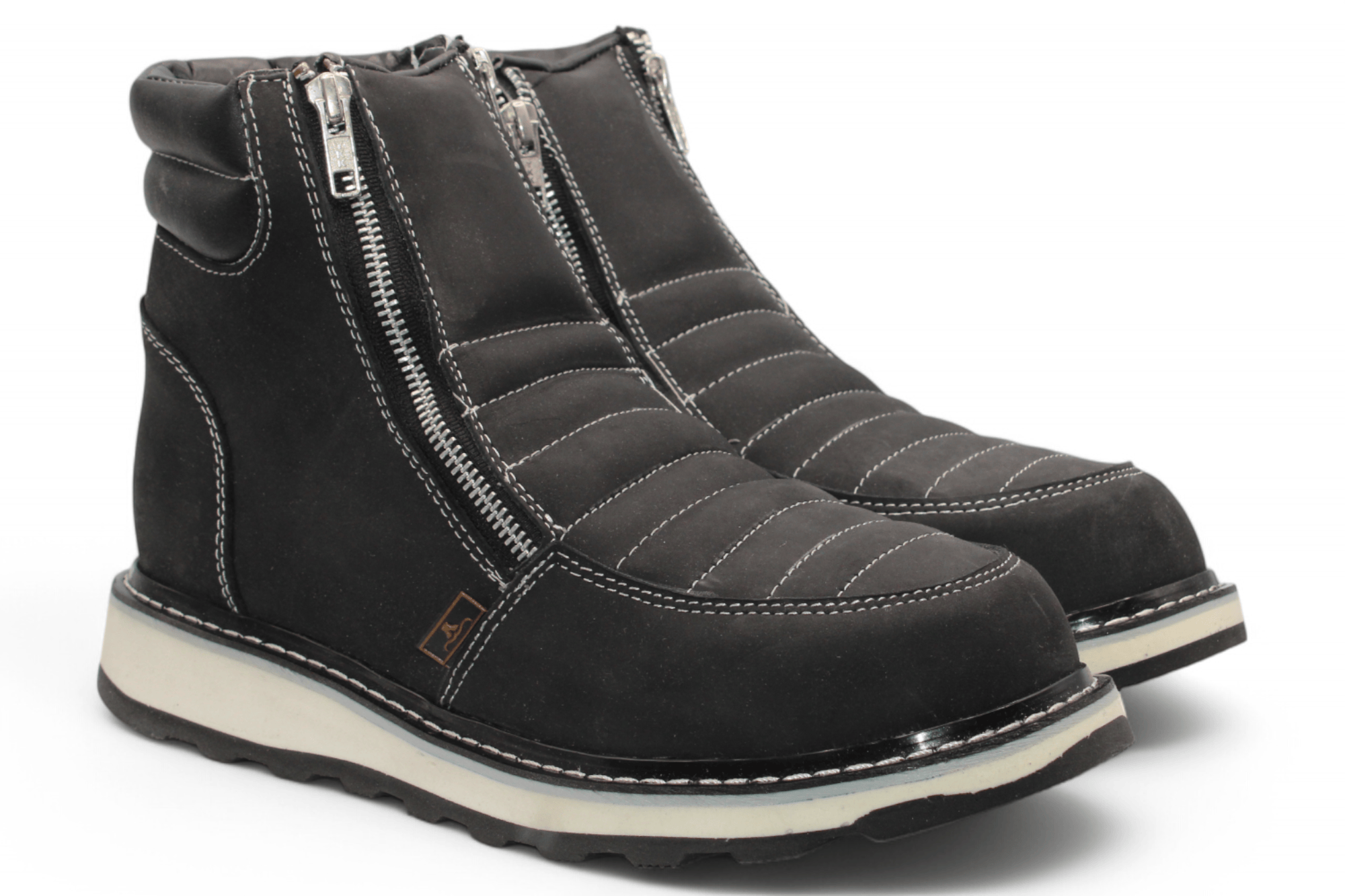 Hooch Boots Boots Men’s Genuine Leather Round Toe Work Shoes Black Color – Hooch Boots - Pair Side View