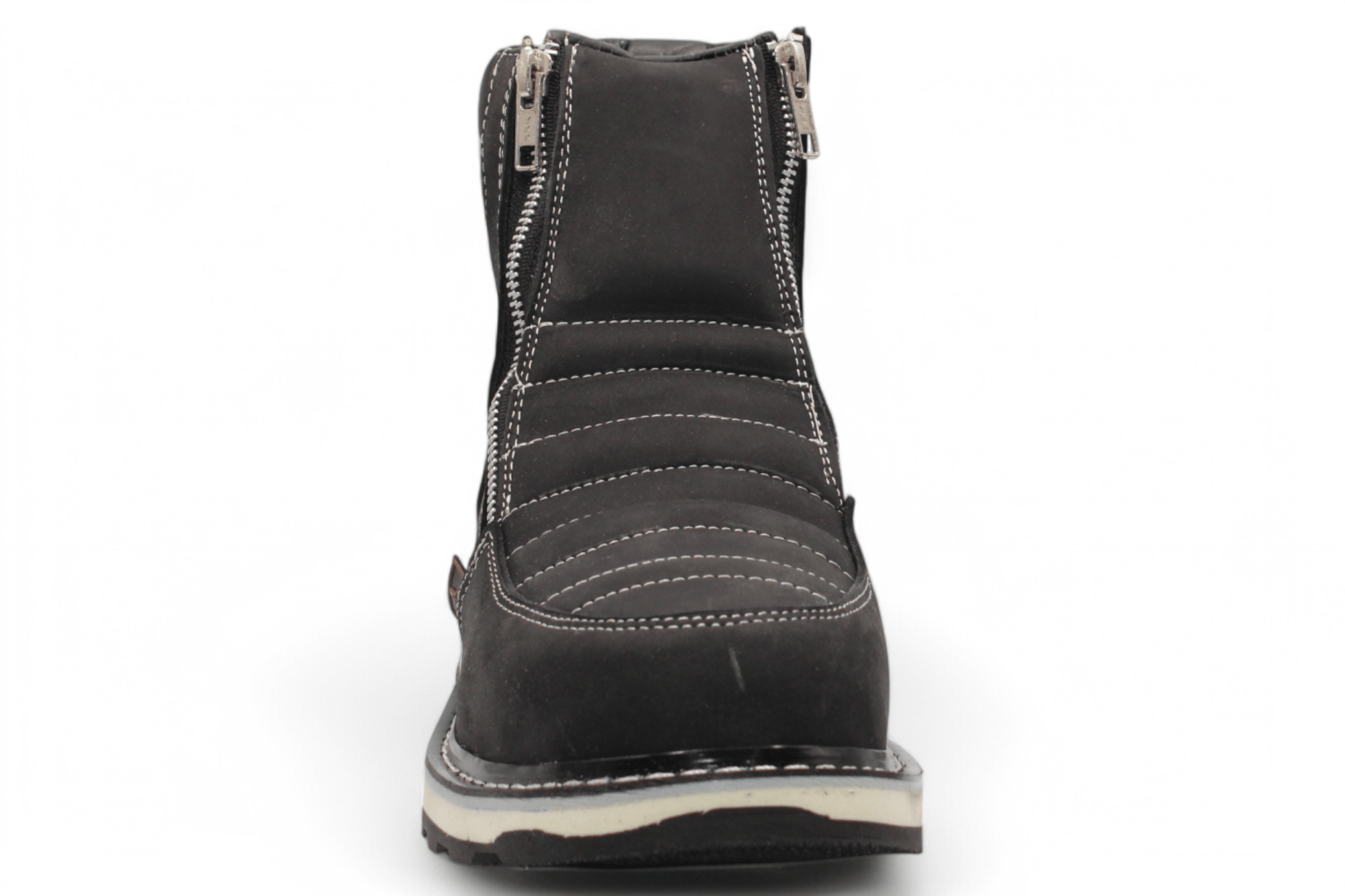Hooch Boots Boots Men’s Genuine Leather Round Toe Work Shoes Black Color – Hooch Boots - Front View
