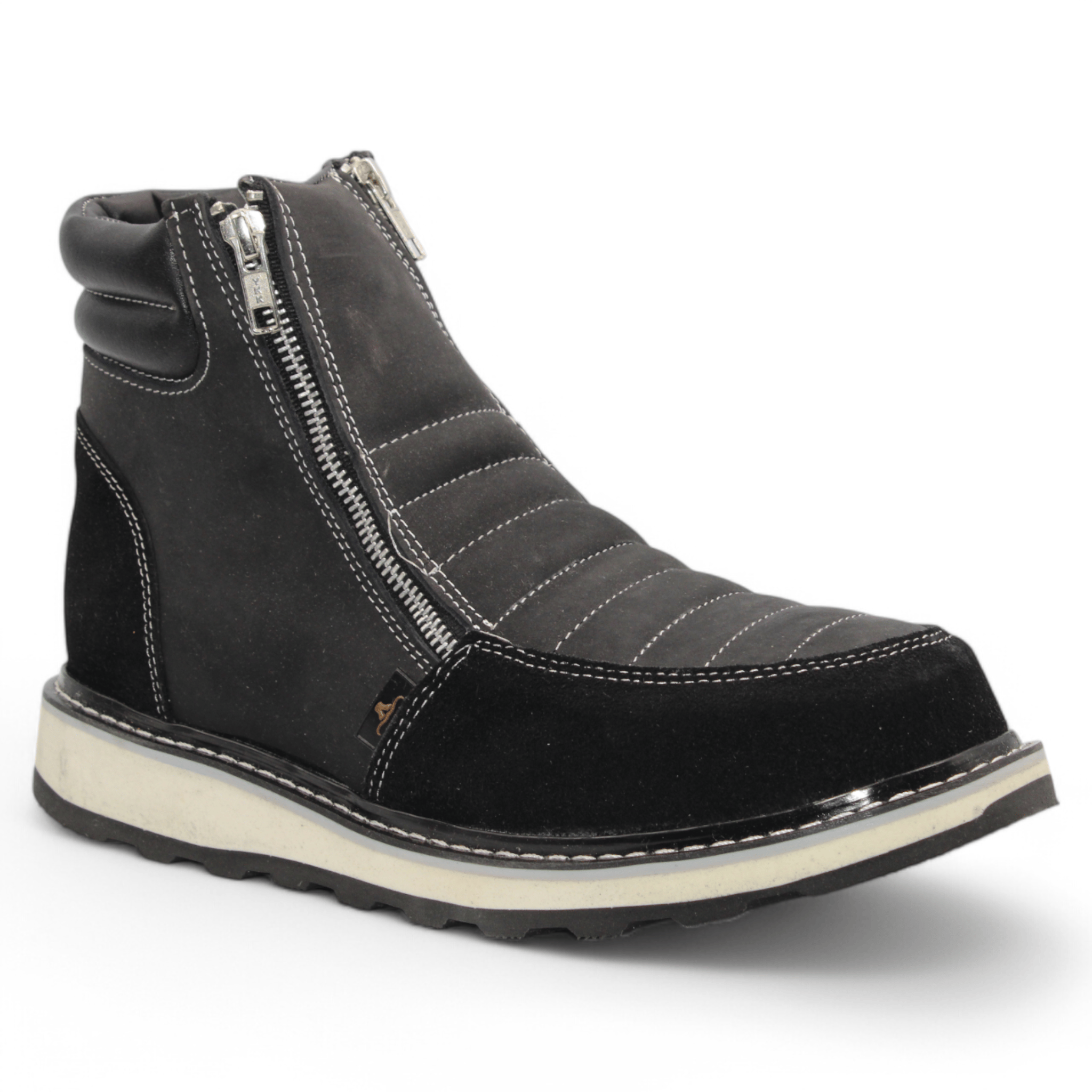 Hooch Boots Boots Men’s Genuine Leather Round Toe Work Shoes Black Color – Hooch Boots - Side View
