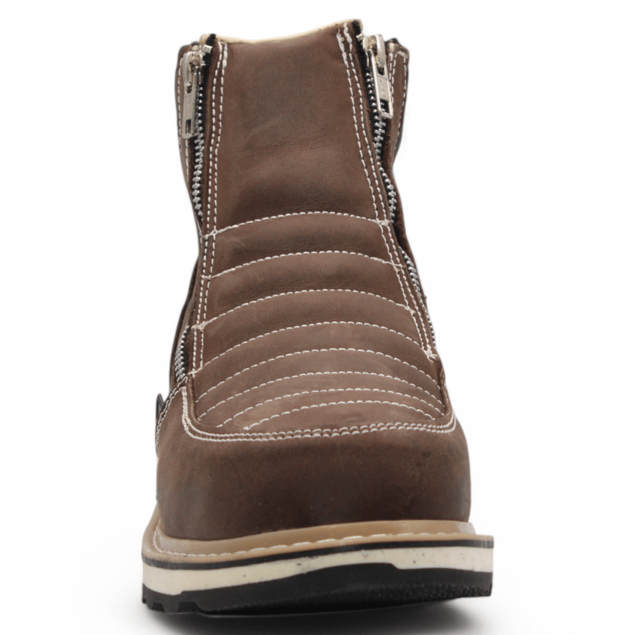 Hooch Boots Boots Men’s Genuine Leather Round Toe Work Shoes Brown Color – Hooch Boots - Front View