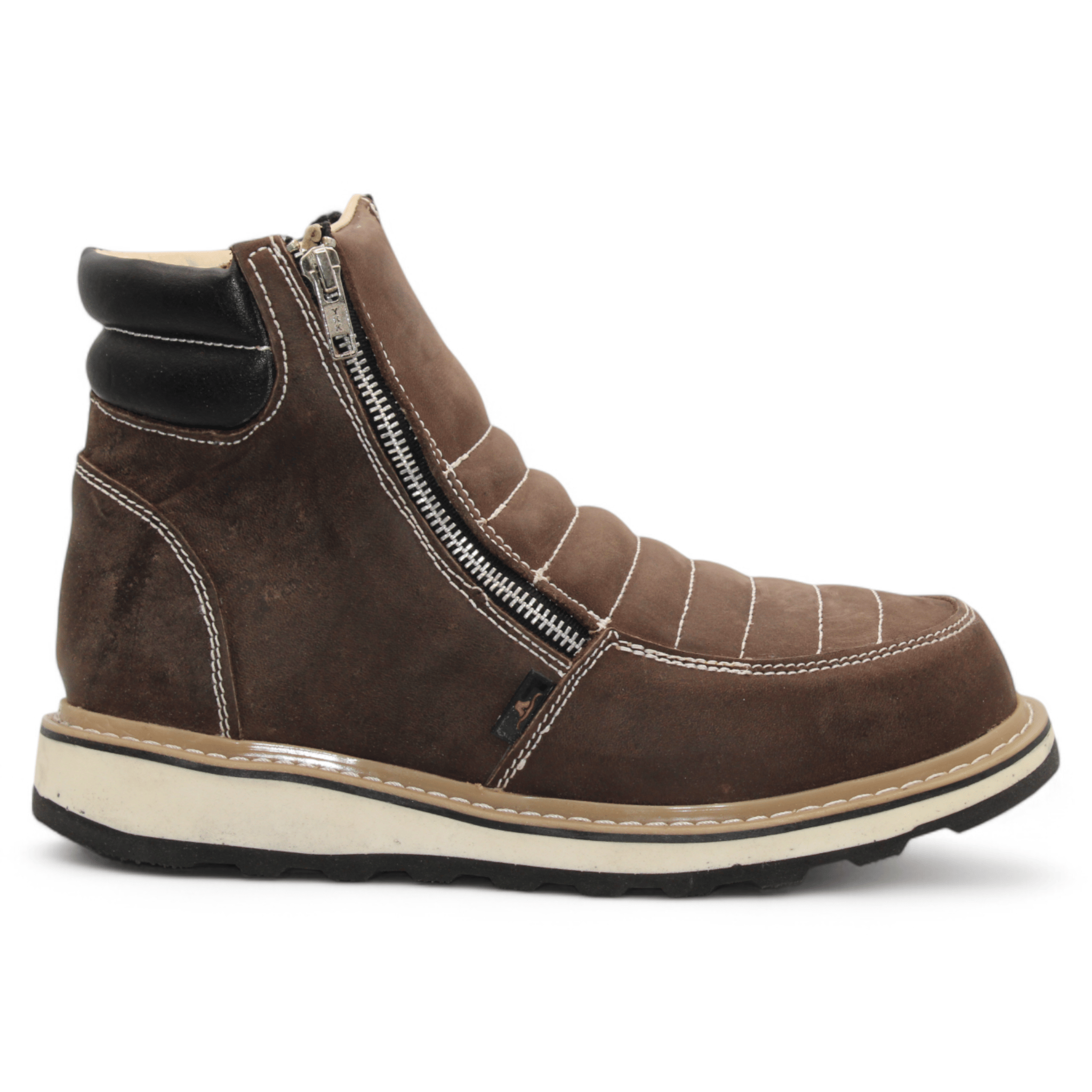 Hooch Boots Boots Men’s Genuine Leather Round Toe Work Shoes Brown Color – Hooch Boots - Right Side View