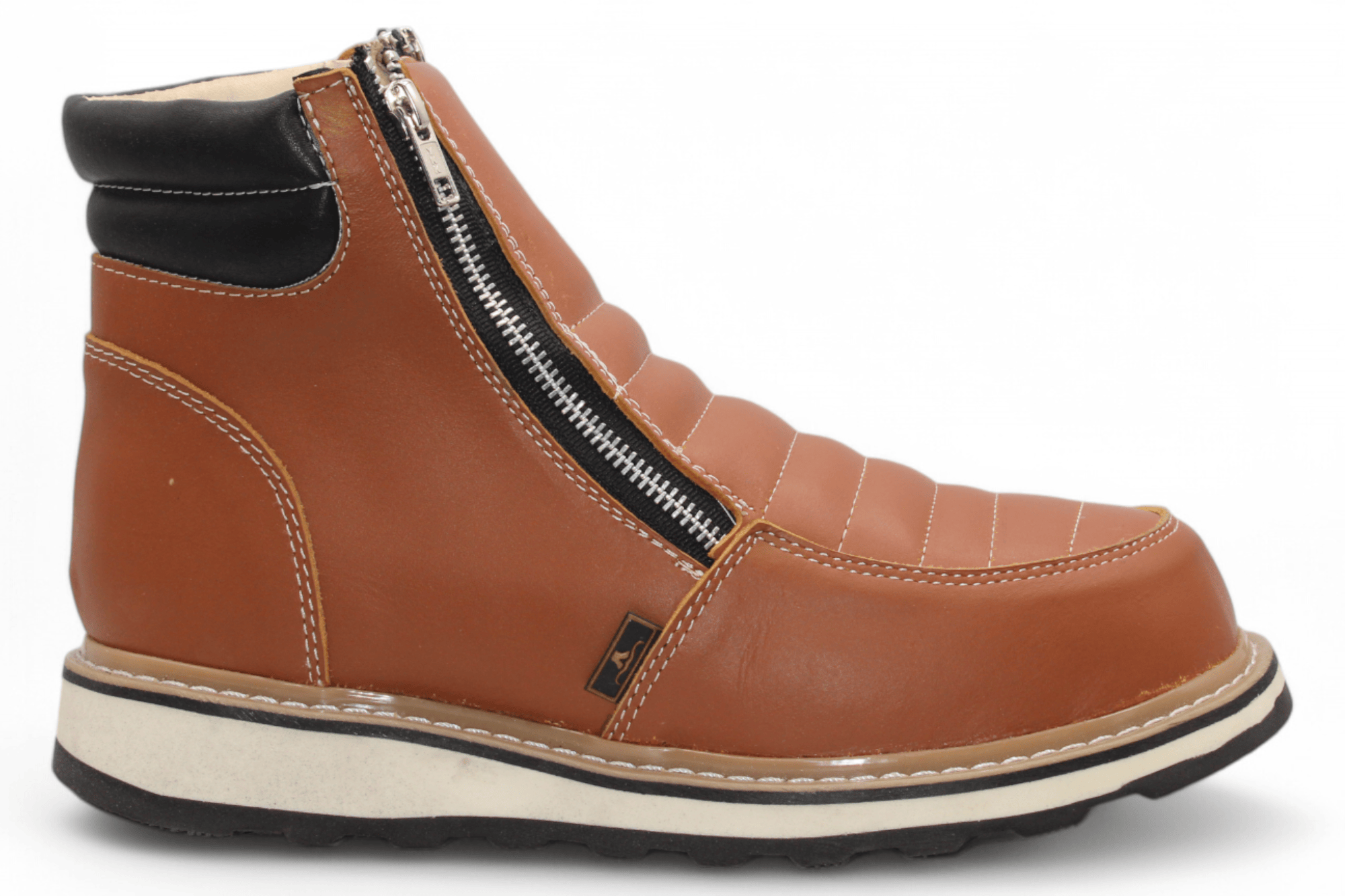 Hooch Boots Boots Men’s Genuine Leather Round Toe Work Shoes Honey Color – Hooch Boots - Right Side View