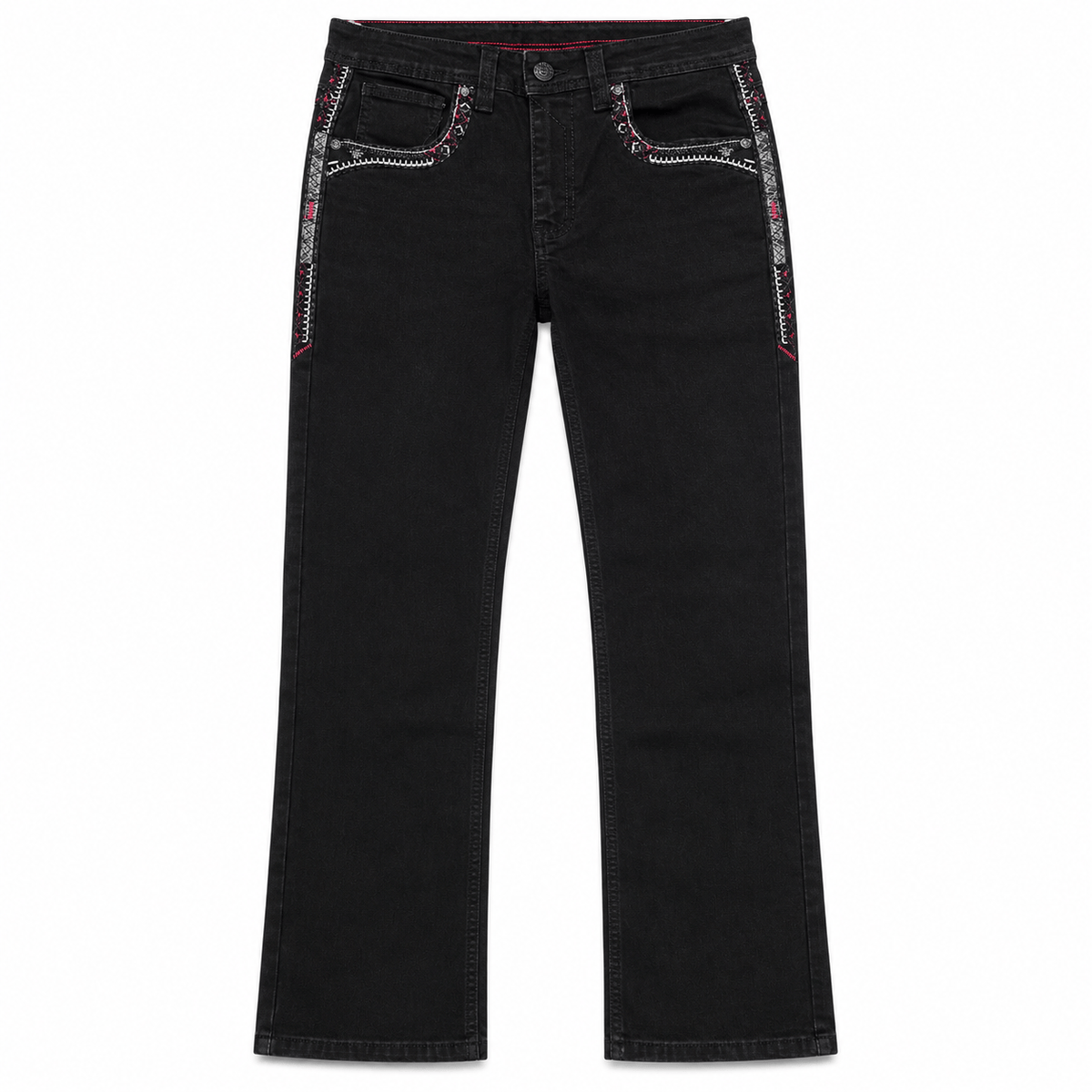 Hooch Boots Jeans Men's Black Western Bootcut Jeans with Embroidered Pockets – P-1525