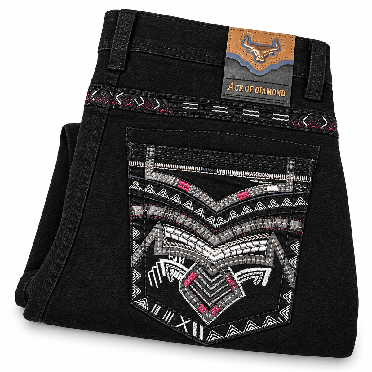 Hooch Boots Jeans Men's Black Western Bootcut Jeans with Embroidered Pockets – P-1525