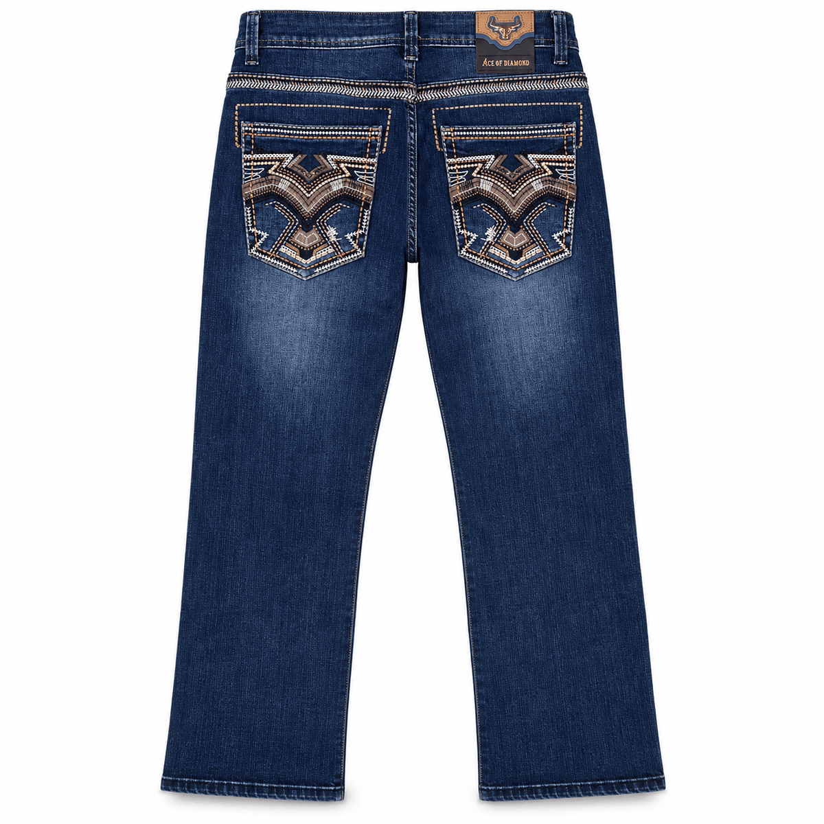 Hooch Boots Jeans Men's Dark Blue Western Bootcut Jeans with Embroidered Pockets – P-1510