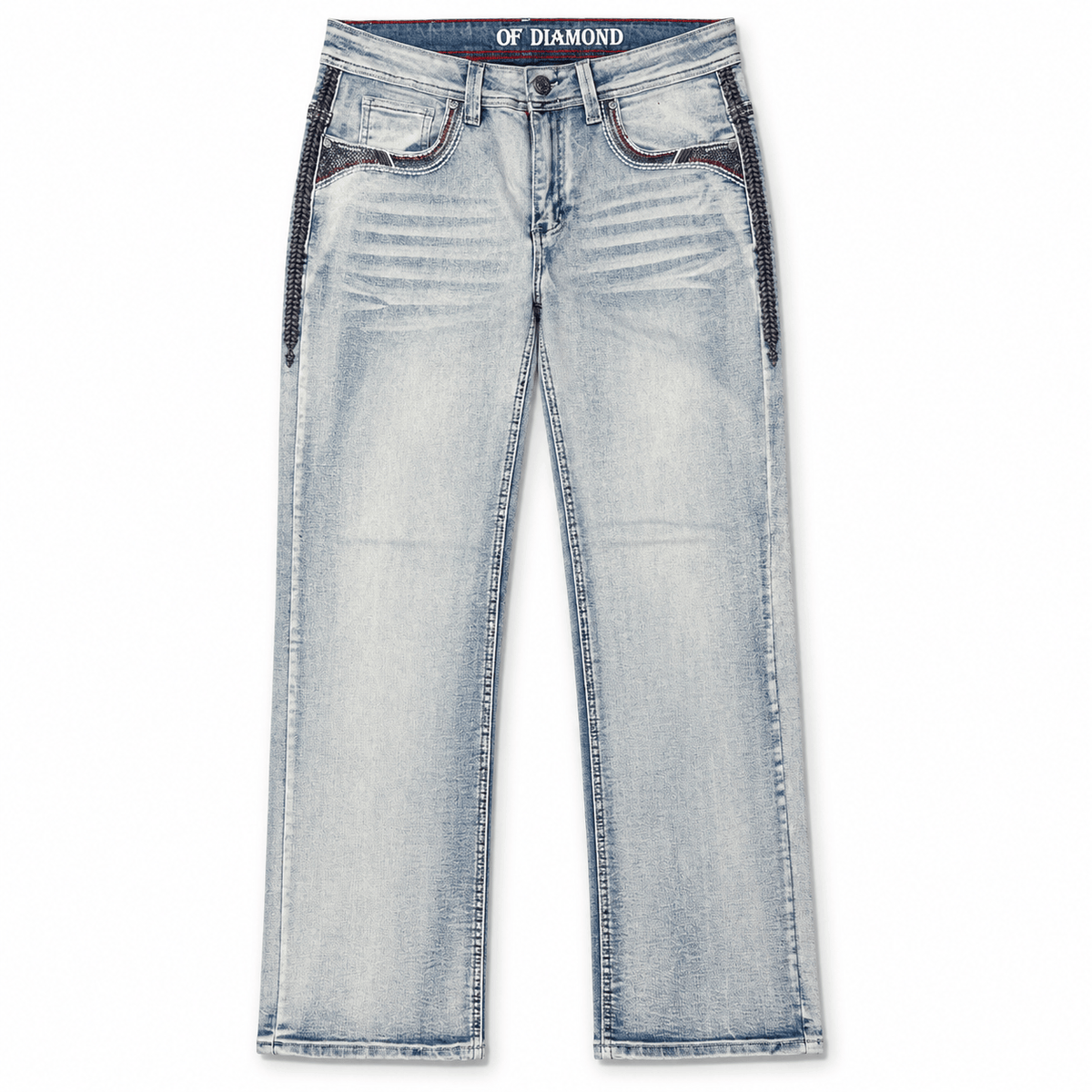 Hooch Boots Jeans Men's Light Wash Western Bootcut Jeans with Embroidered Pockets – P-1400