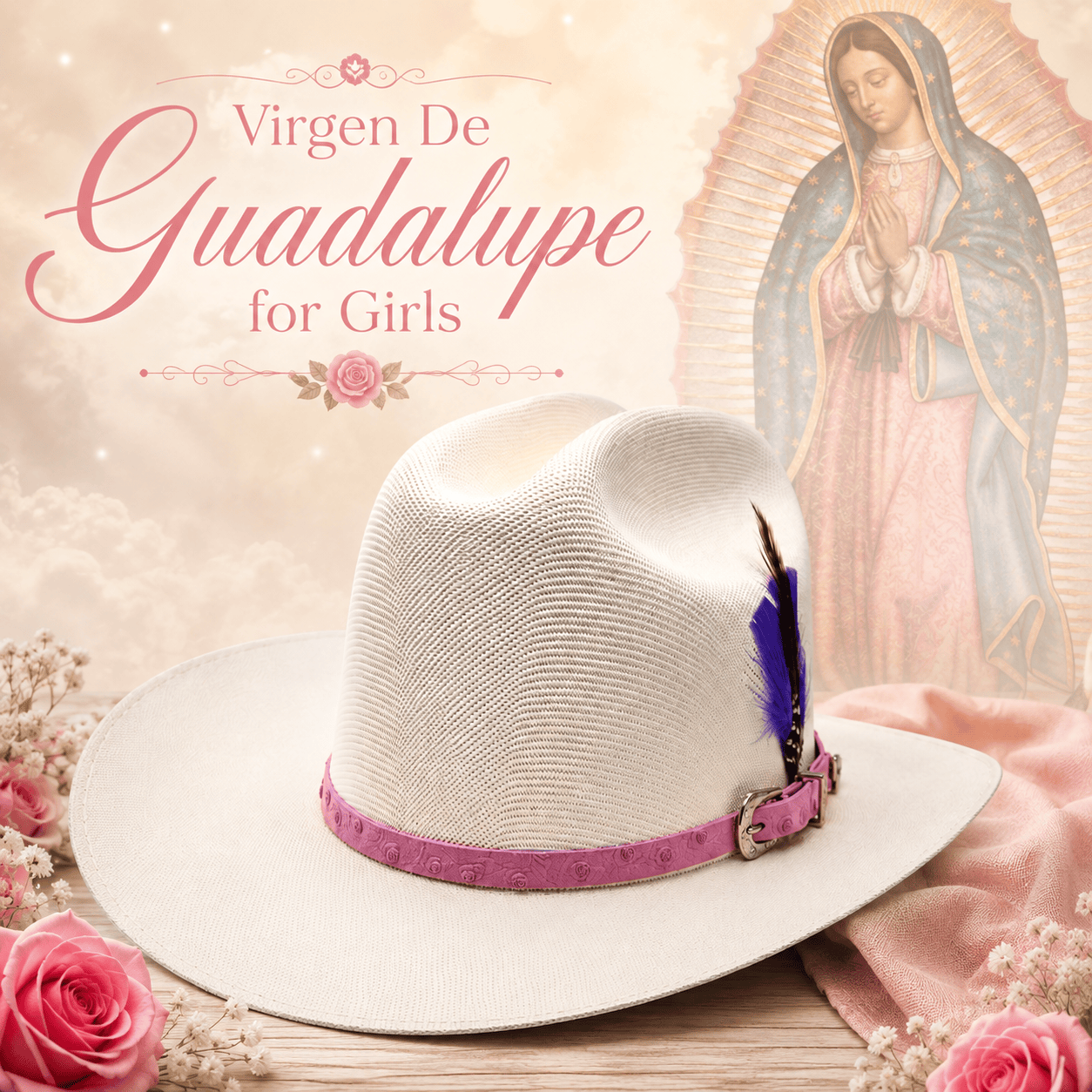 Hooch Boots Kids Western Hat Girls Sombrero Telar Virgen de Guadalupe Western Vaquera Hats Pink Band – Hooch Boots