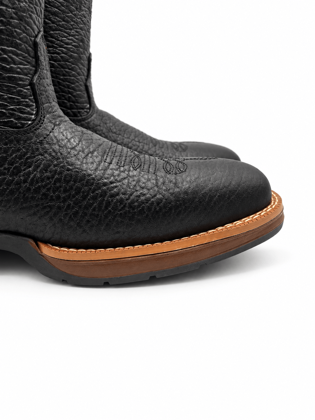Hooch Boots Men's Genuine Leather Square Toe Boots Black Color - Hooch Boots