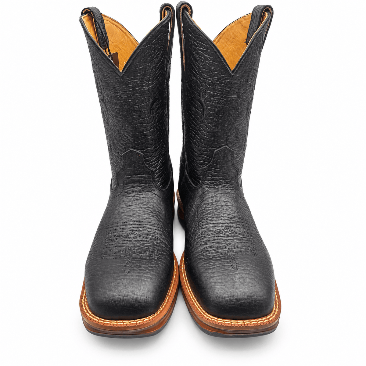 Hooch Boots Men's Genuine Leather Square Toe Boots Black Color - Hooch Boots