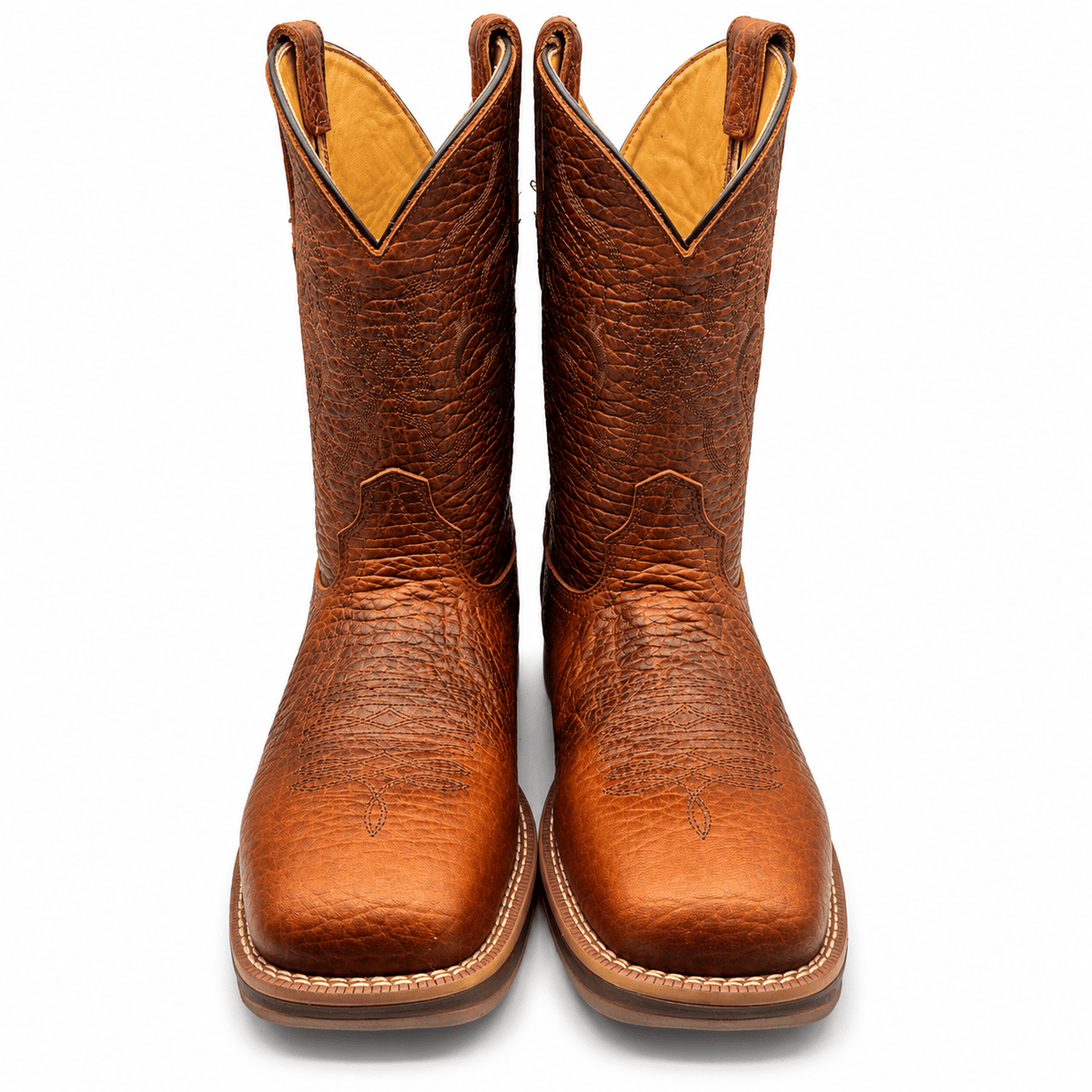 Hooch Boots Men's Genuine Leather Square Toe Boots Honey Color - Hooch Boots