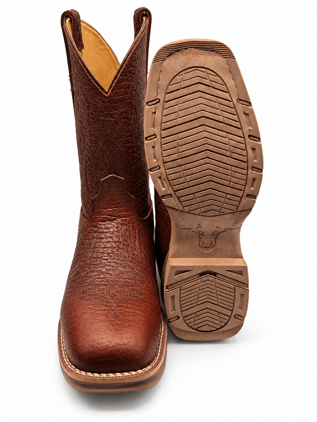 Hooch Boots Men's Genuine Leather Square Toe Boots Shedron Color - Hooch Boots