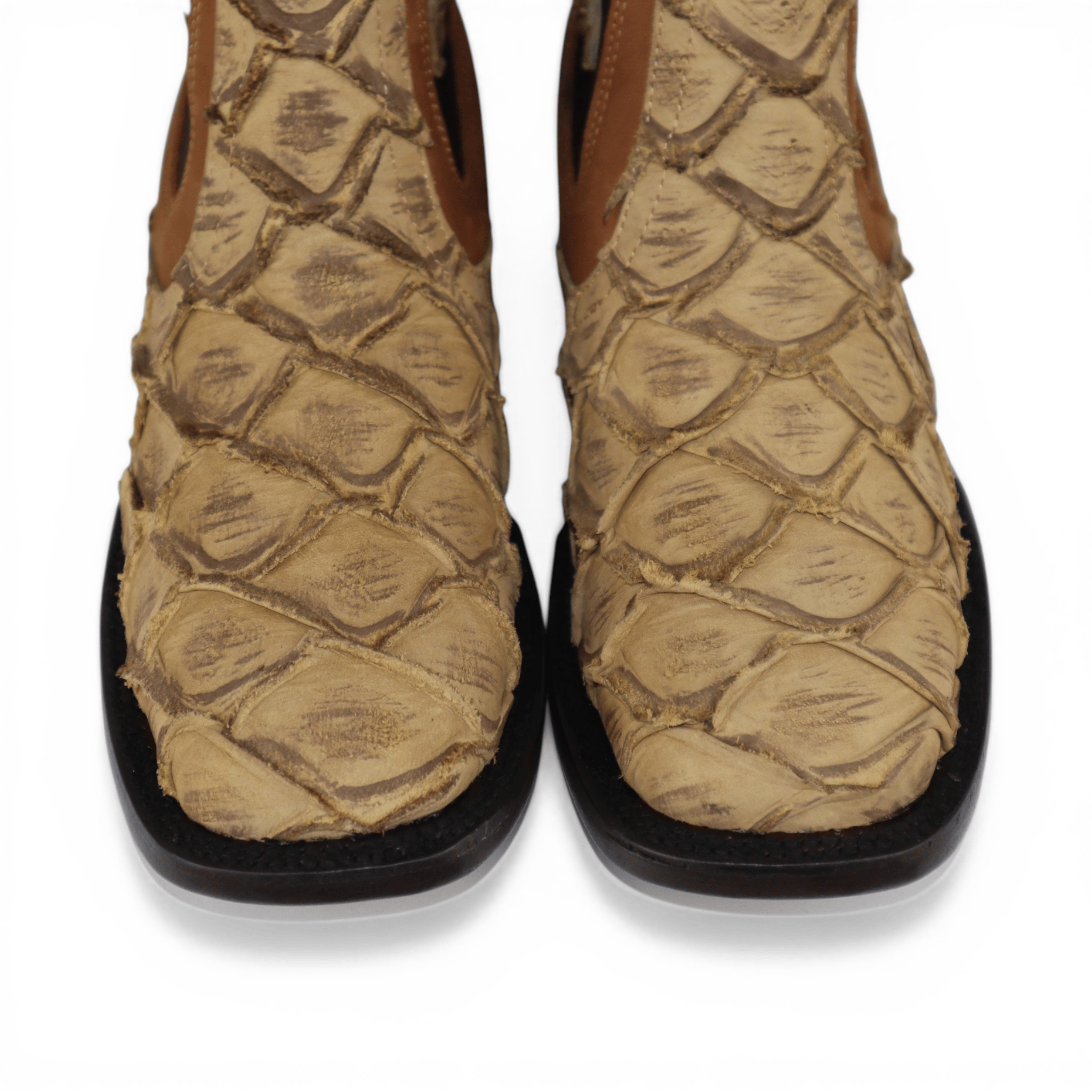 Hooch Boots Mens Pirarucu Print Botin Orix – Square Toe Genuine Leather Western Boot H42RM7215