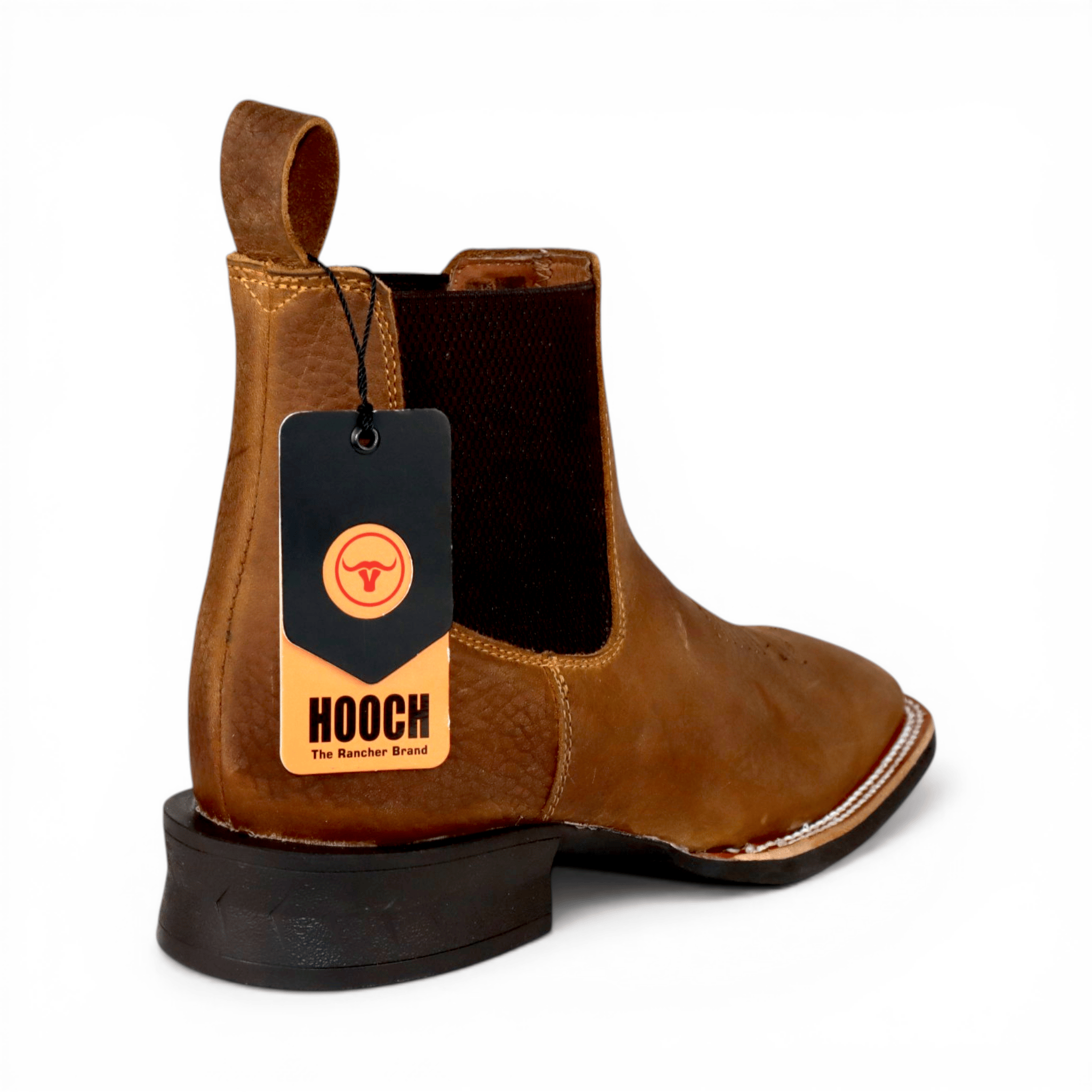 Hooch Boots Mens Wide Square Toe Botin Tan – Genuine Leather Western Boot H42A3127