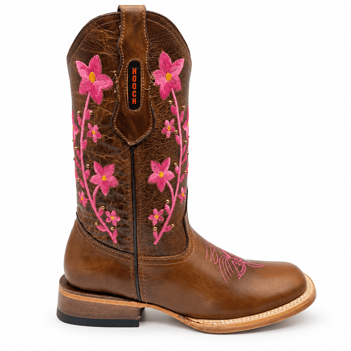 Hooch Boots Women's Genuine Leather Square Toe Boots Brown Color - Hooch Boots