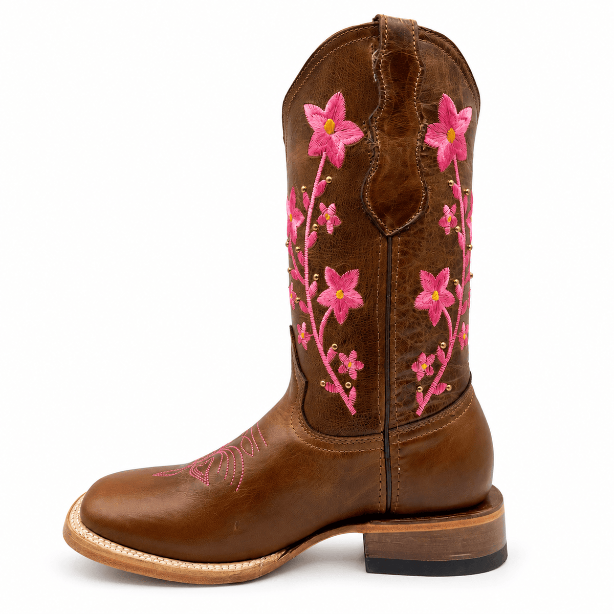 Hooch Boots Women's Genuine Leather Square Toe Boots Brown Color - Hooch Boots