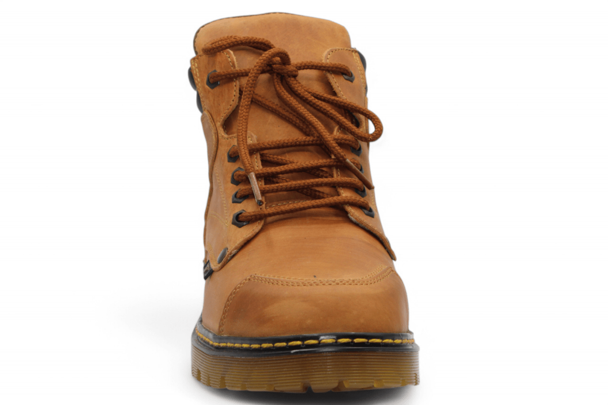 Men’s Honey Leather Round Toe Work Boot with Clear Rubber Sole – Hooch