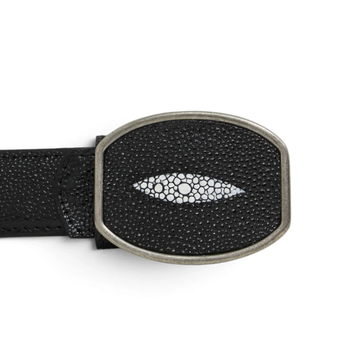 Hooch Cinturones Hooch Boots Men's Single Pearl Stingray Print Leather Western Belt - Black