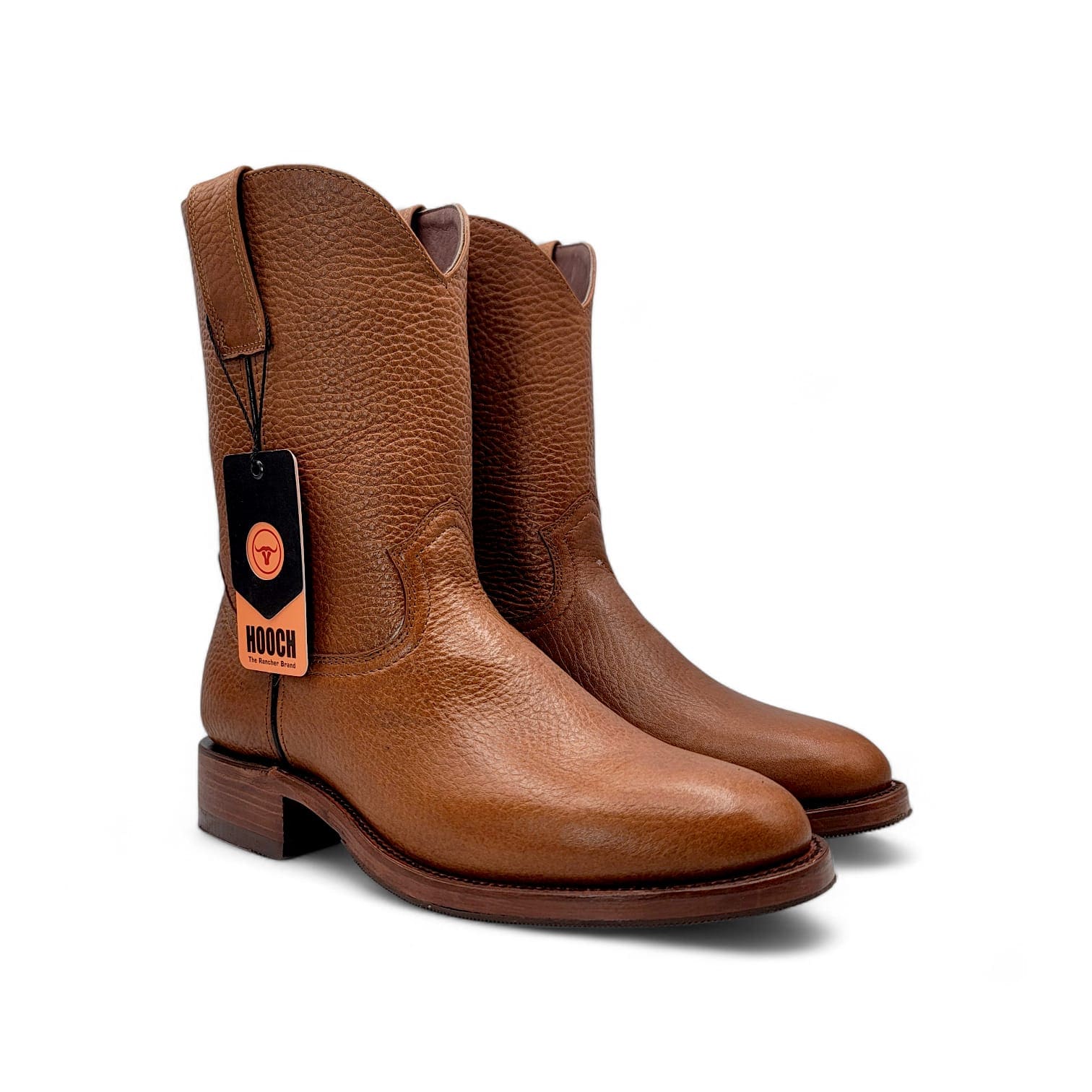 Hooch Mens Roper Boot Honey – Soft Genuine Leather Round Toe Western Boot H52PR5172 - Pair Side View