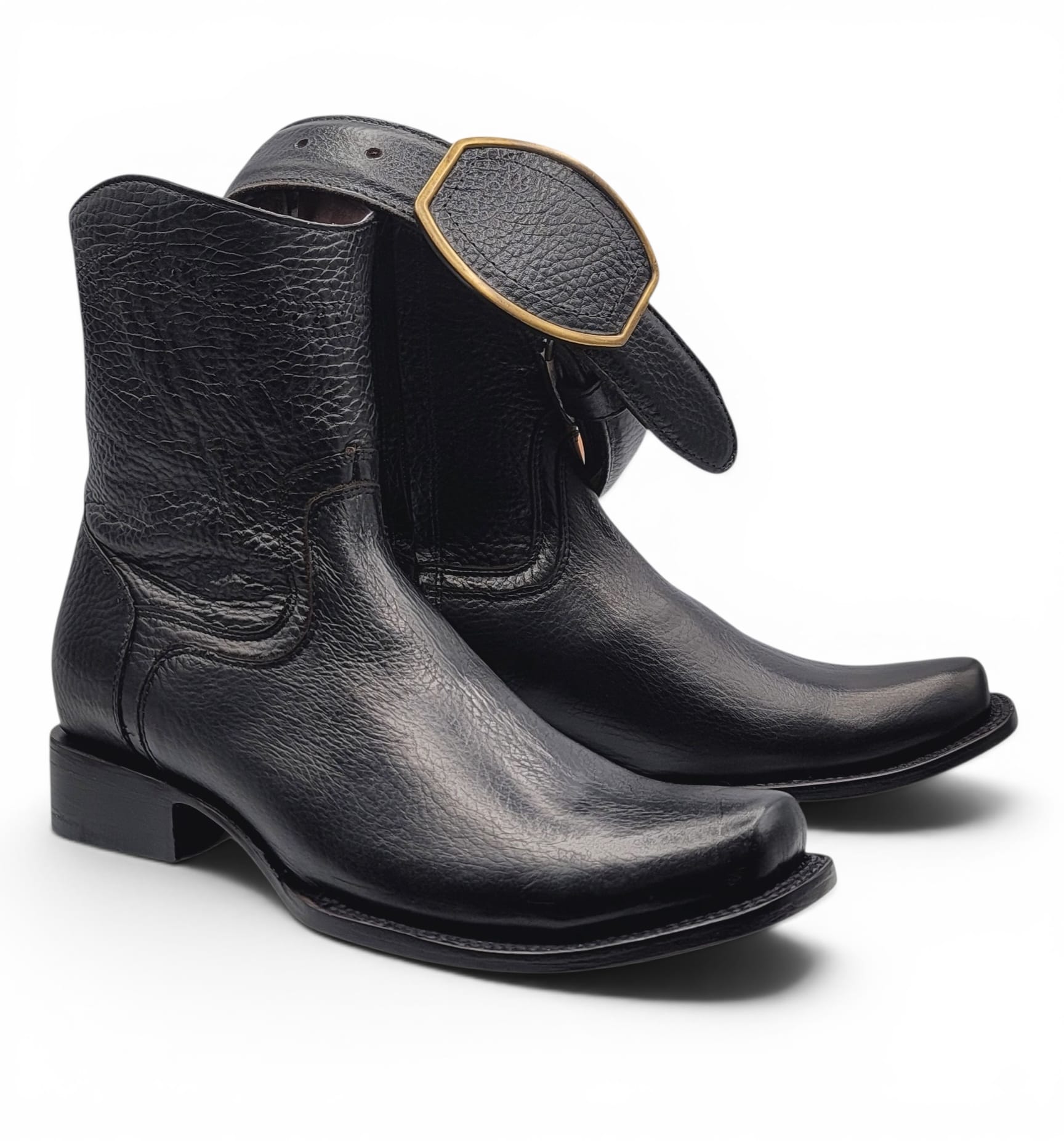 Hooch Western Boot & Belt Set Men’s Genuine Leather Dubai Toe Boots Black Color – Hooch Boots