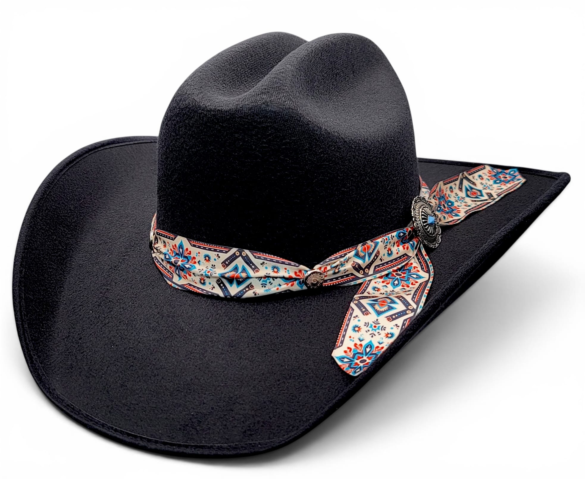 Hooch Women's Western Hat Women's Synthetic Felt Western Cowgirl Hats Black Color Charlie Printed Band – Hooch Boots