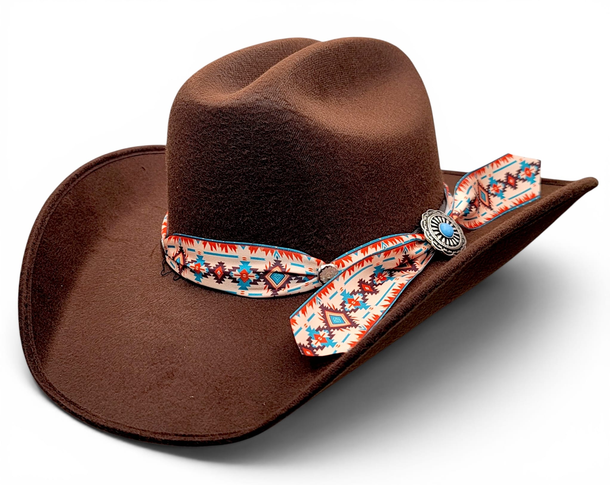 Hooch Women's Western Hat Women's Synthetic Felt Western Cowgirl Hats Chocolate Color Charlie Southwestern Band – Hooch Boots