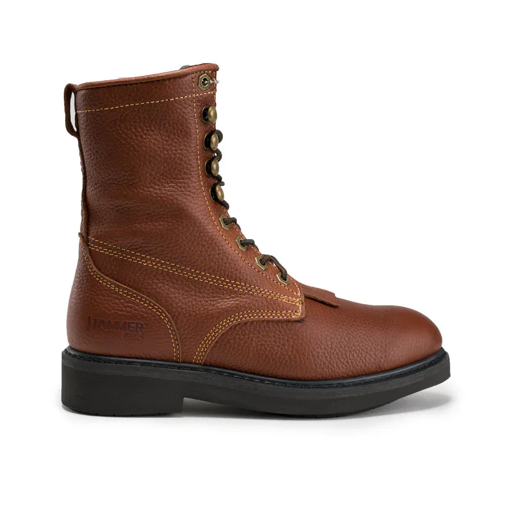 Joe Boots Boots Comfort Full Grain Leather Zipper and Lace Work Boots Brown Color - Hammer Boots