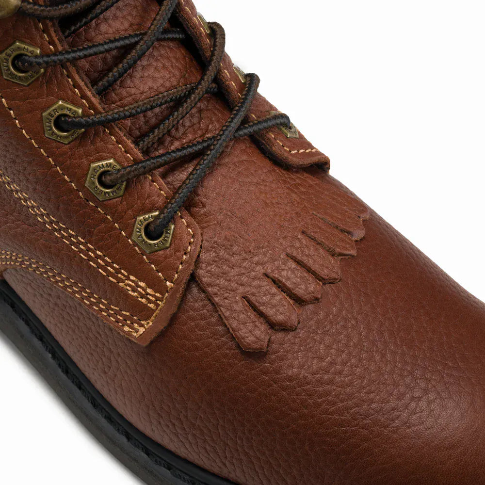Joe Boots Boots Comfort Full Grain Leather Zipper and Lace Work Boots Brown Color - Hammer Boots