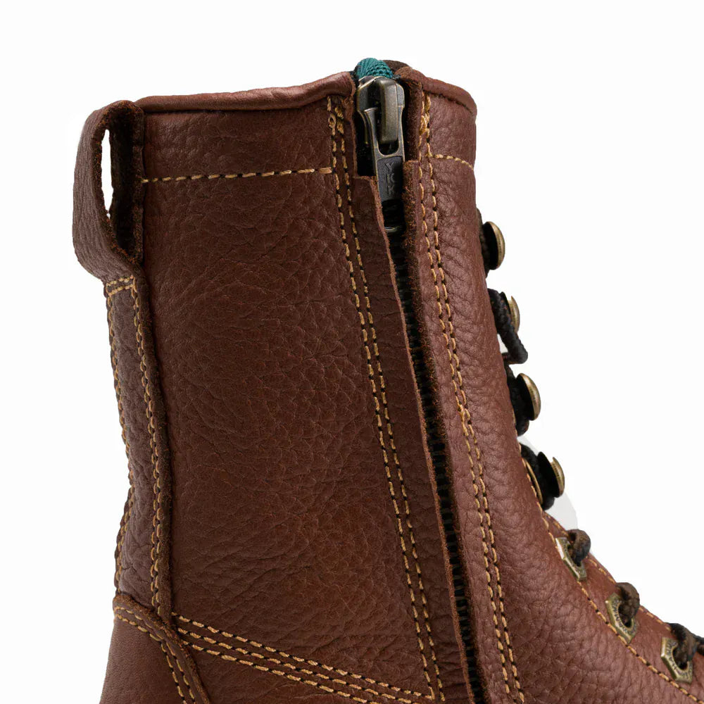 Joe Boots Boots Comfort Full Grain Leather Zipper and Lace Work Boots Brown Color - Hammer Boots