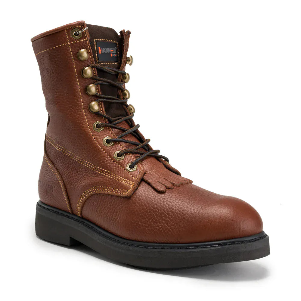 Joe Boots Boots Comfort Full Grain Leather Zipper and Lace Work Boots Brown Color - Hammer Boots