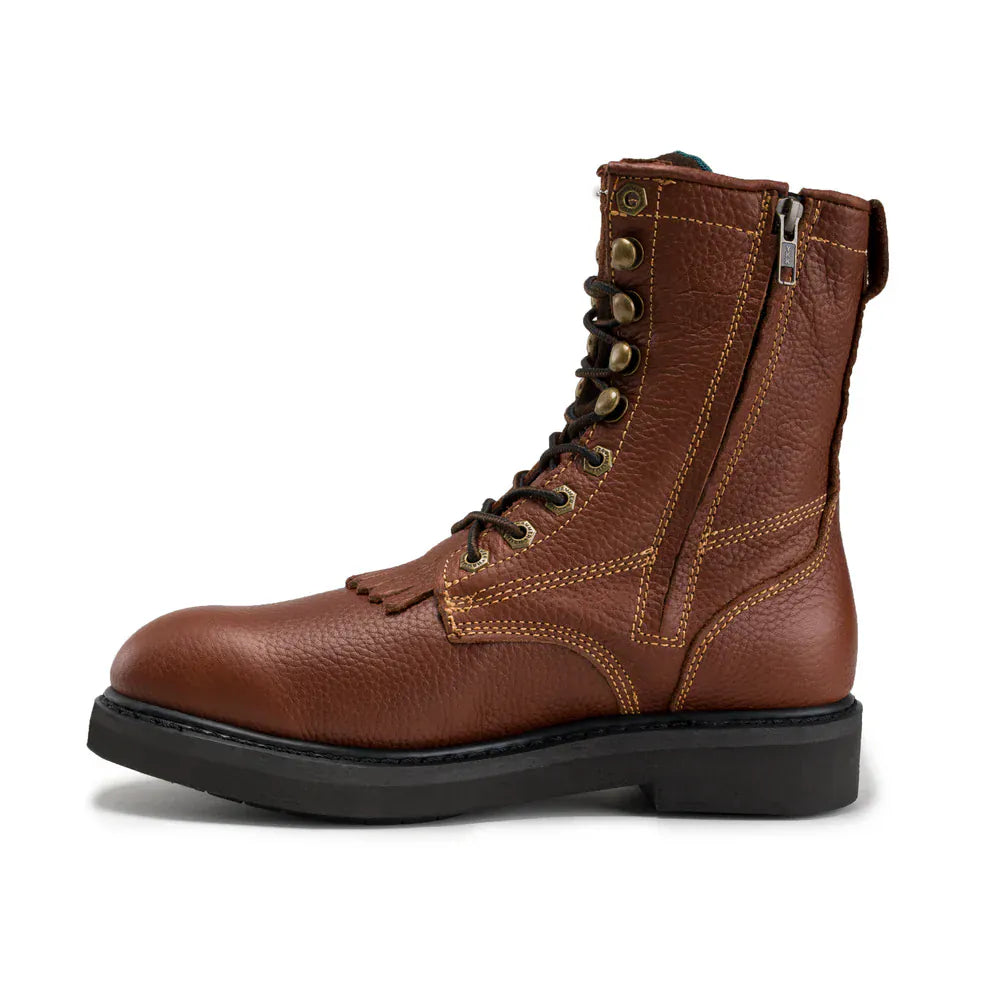 Joe Boots Boots Comfort Full Grain Leather Zipper and Lace Work Boots Brown Color - Hammer Boots