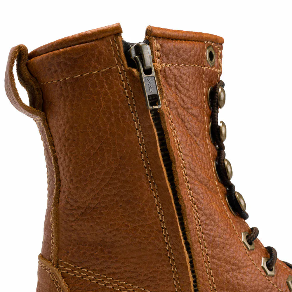 Joe Boots Boots Comfort Full Grain Leather Zipper and Lace Work Boots Tan Color - Hammer Boots